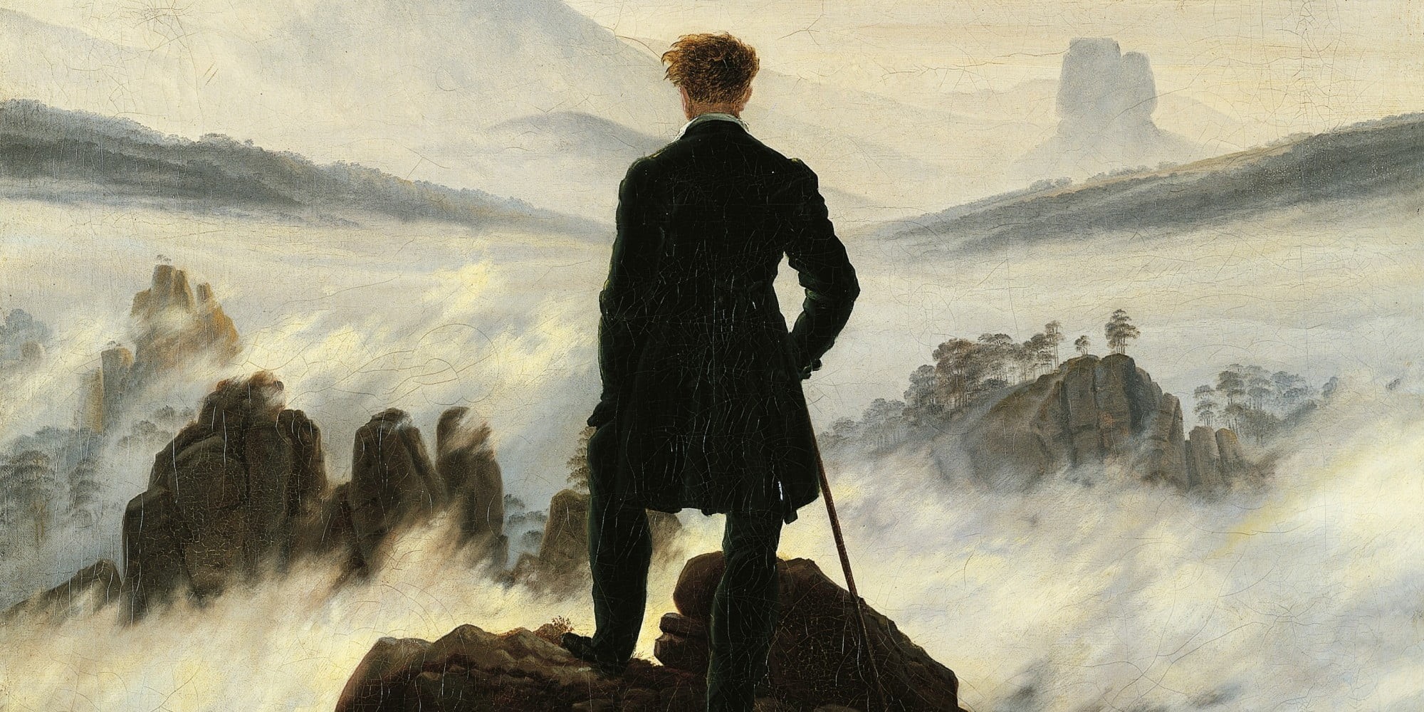 standing, real people, saxonian swiss, rock - object, Caspar David Friedrich, looking at view, leisure activity, land, one person, 1080P, nature, full length, HD Wallpaper