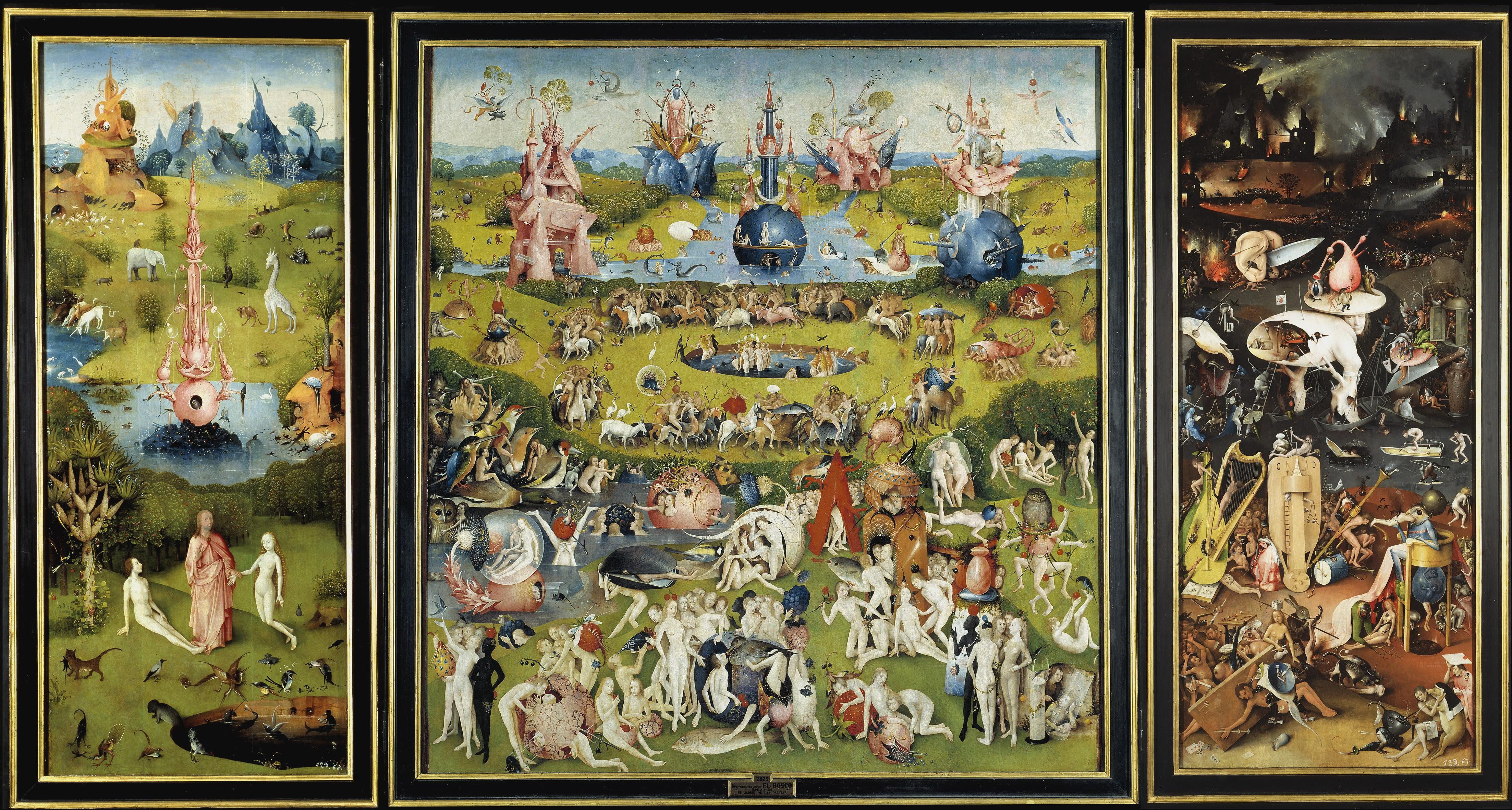 art, creativity, variation, holiday, collection, three, indoors, art and craft, abundance, oil painting, people, arrangement, human representation, hieronymus boschs triptychs, HD Wallpaper
