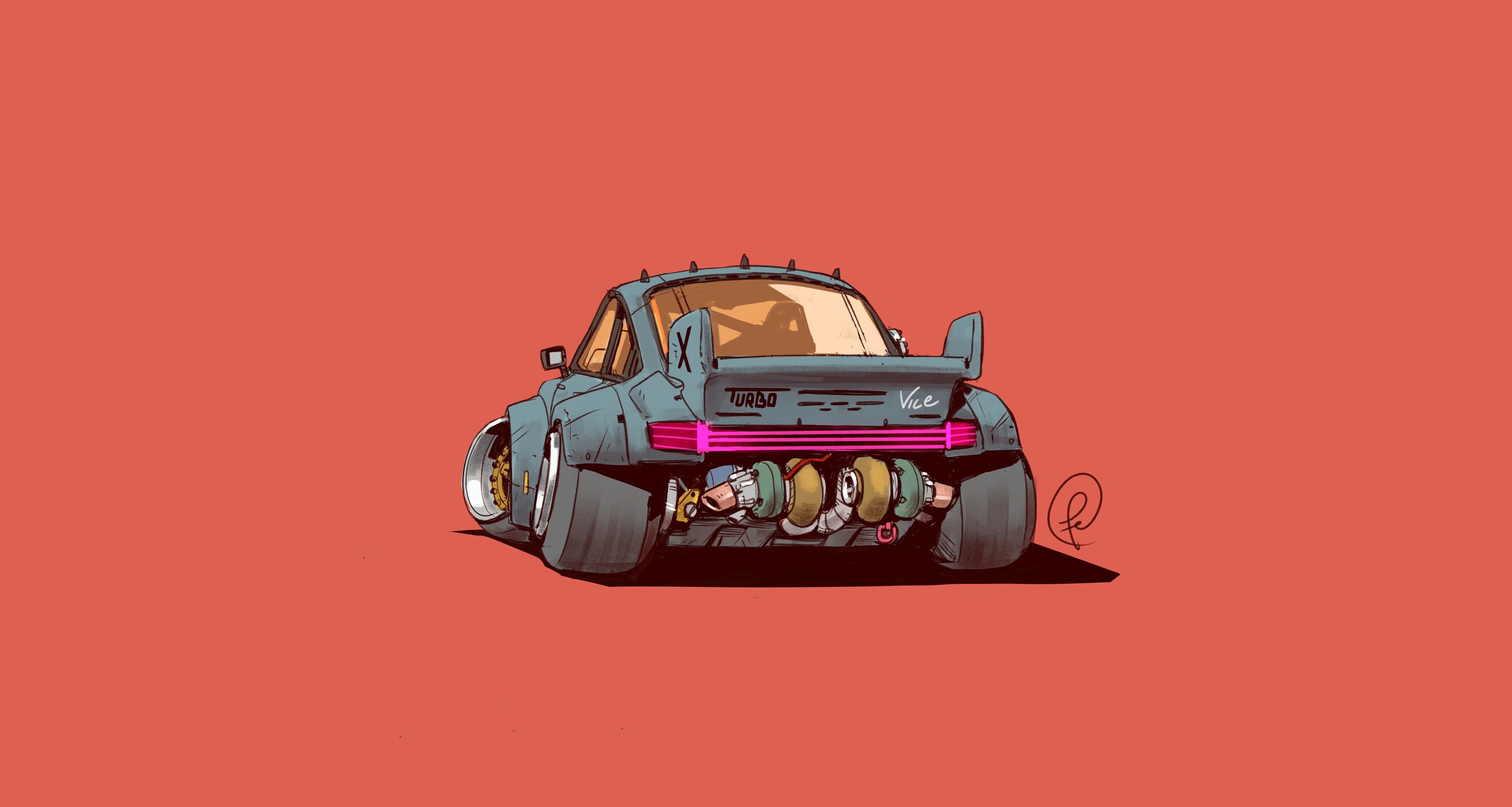 Transport and Vehicles, Cyberpunk, Science Fiction, A retro cyberpunk super car, by Fernando Correa, Porsche 911 Turbo, Porsche 911, Concept Art, Fernando Correa, HD Wallpaper