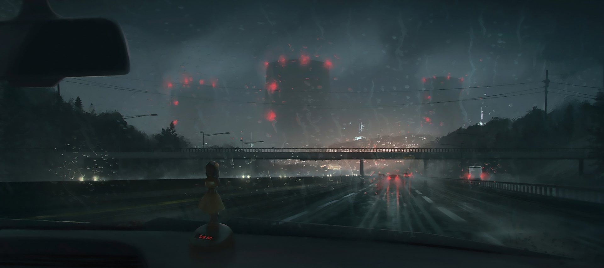 no people, Rain, water, motion, windshield, land vehicle, motor vehicle, Original, 1080P, transparent, mode of transportation, transportation, car point of view, HD Wallpaper