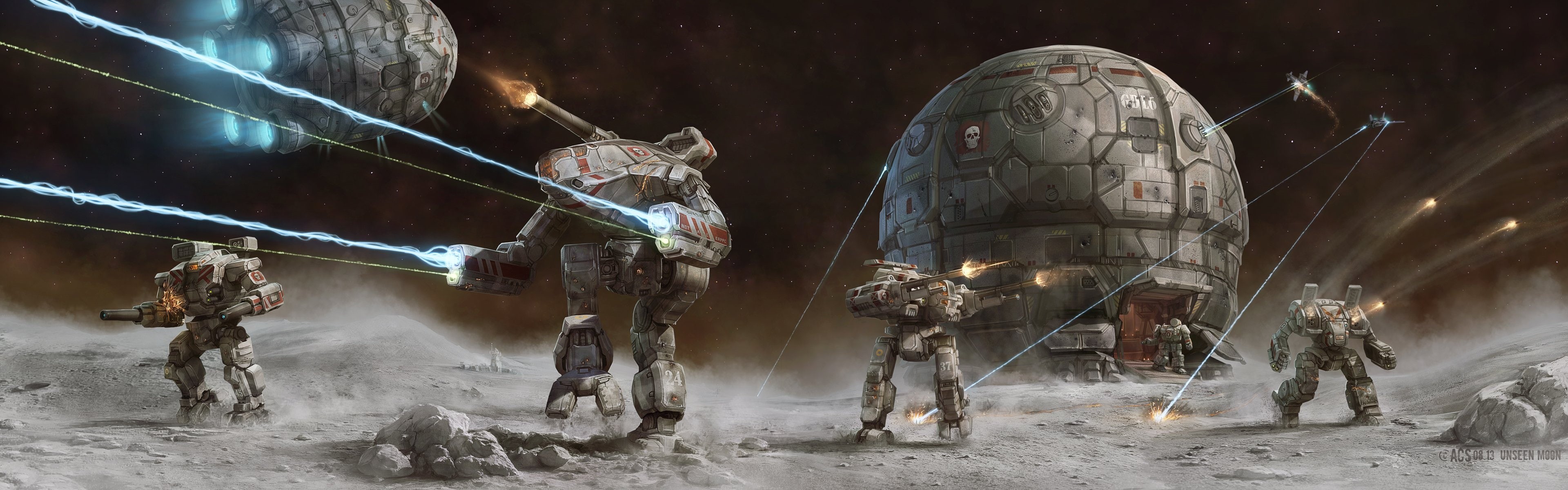 transportation, dust, sci, night, robot, mammal, domestic, snow, mech, action, conflict, winter, livestock, online, 3840x1200 px, Battletech, no people, HD Wallpaper