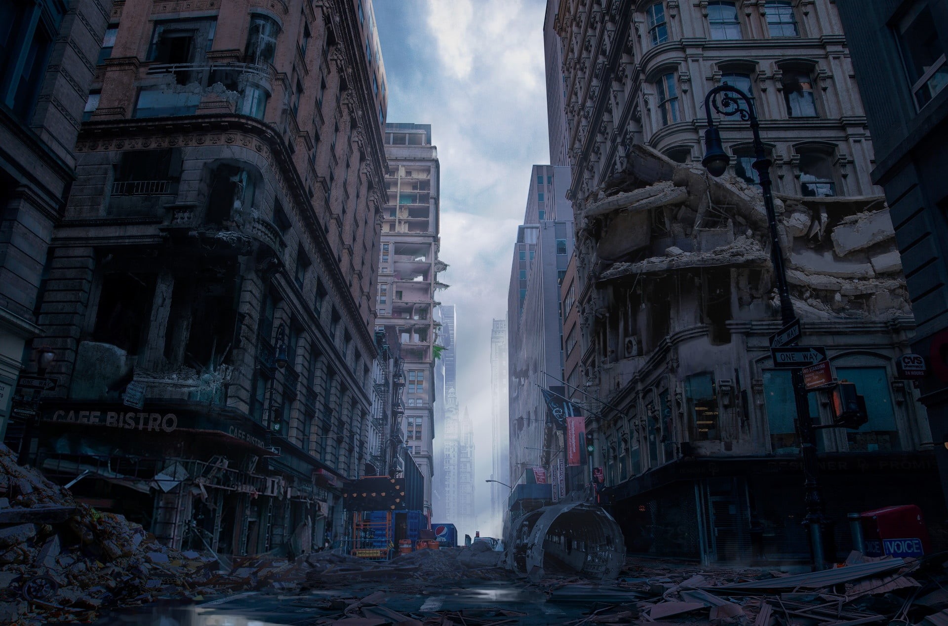 City, 1080P, Sci Fi, Building, Street, Post Apocalyptic, HD Wallpaper
