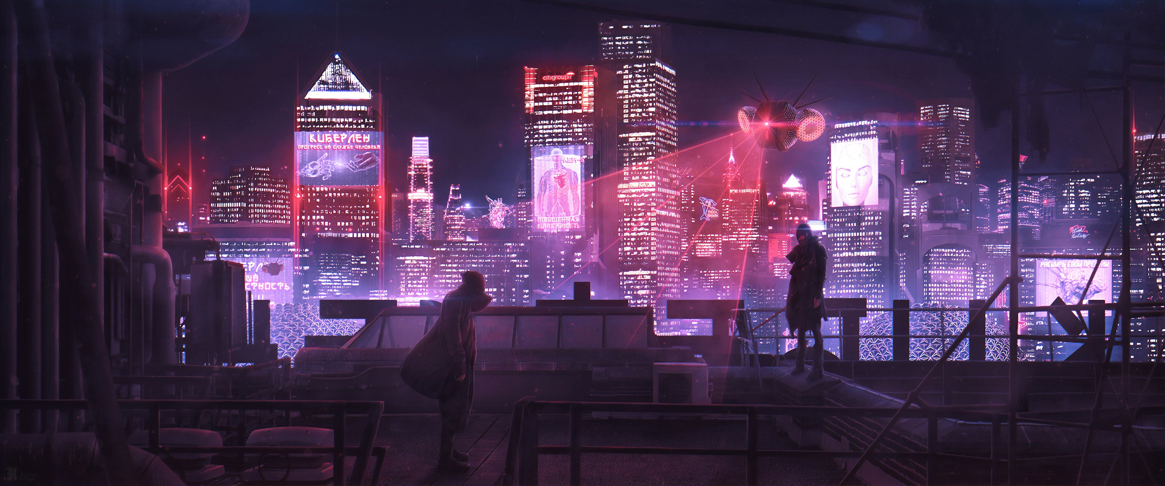 Futuristic, City, Sci Fi, People, Skyscraper, 4K, Cyberpunk, HD Wallpaper