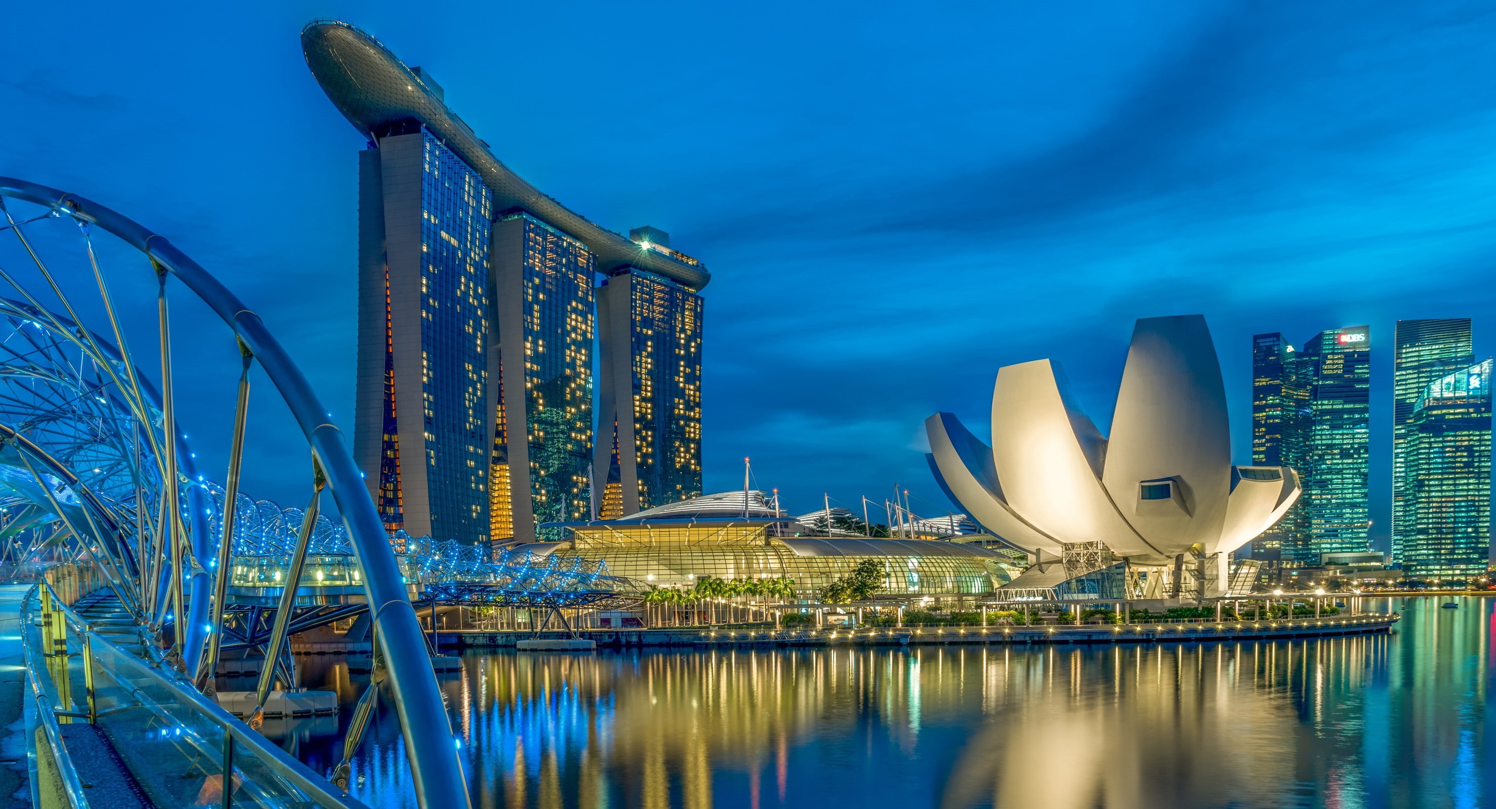 bridge, 2K, home, Singapore, lights, night, the hotel, HD Wallpaper