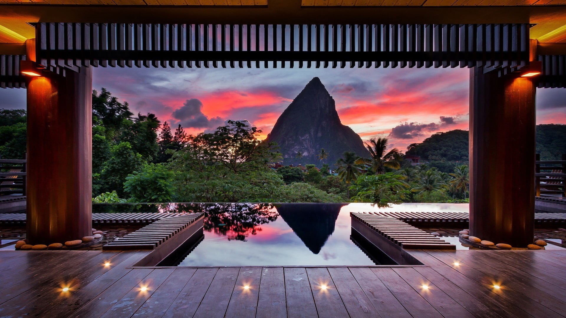 interior, tranquility, scenics - nature, mountains, clouds, spa, outdoors, trees, beauty In Nature, 1080P, spring, nature, Hotel Chocolat, mountain, tree, HD Wallpaper