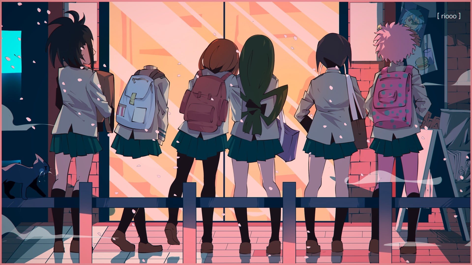 multi colored, Boku no Hero Academia, Hagakure Tōru, 1080P, anime girls, real people, Uraraka Ochako, standing, rear view, retail display, people, group of people, HD Wallpaper