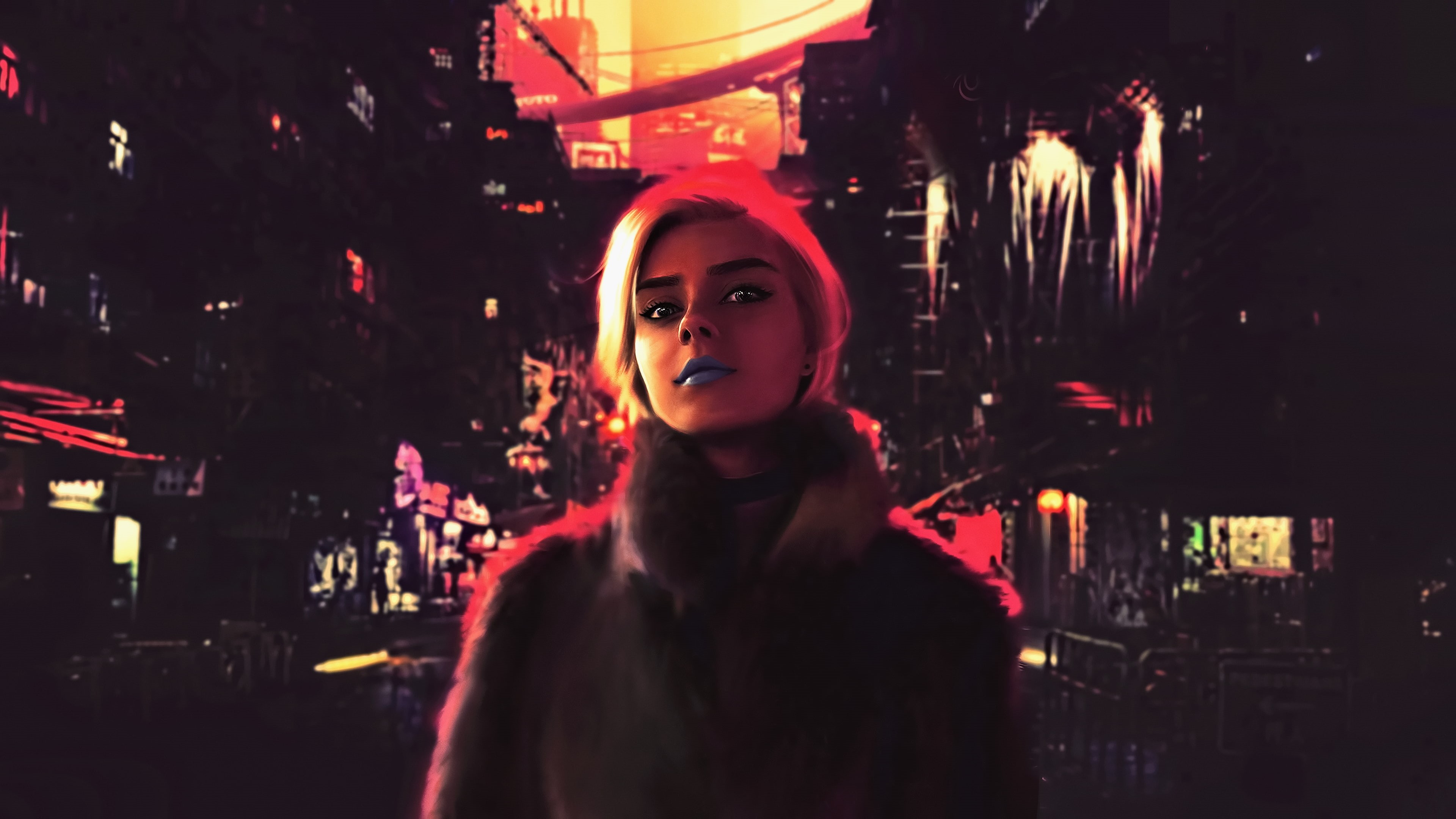 beautiful woman, looking at camera, digital art, hairstyle, light, concept art, women, building exterior, lifestyles, built structure, science fiction, HD Wallpaper