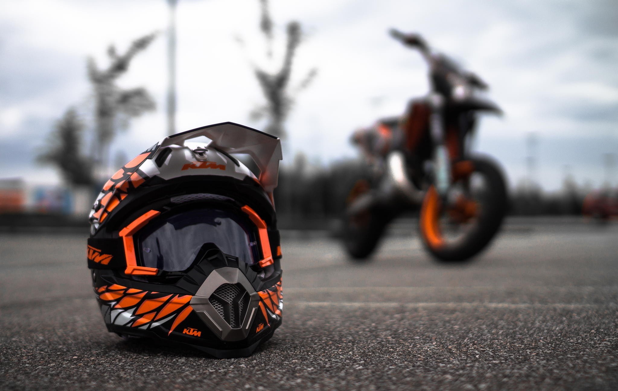 motorcycle, focus on foreground, outdoors, speed, headwear, sport, road, sports race, supermoto, mode of transportation, competition, transportation, people, HD Wallpaper