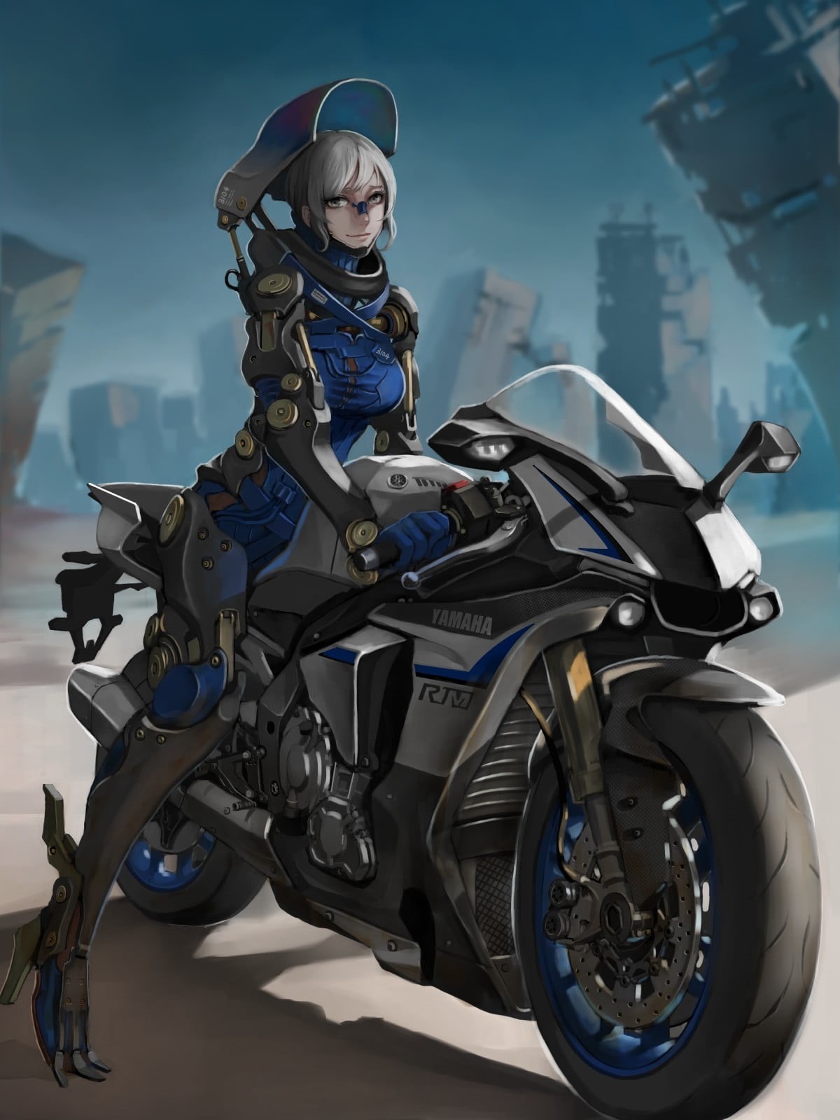 leather, crash helmet, adult, sports helmet, anime, transportation, freedom, yellow eyes, jacket, helmet, sports, 720P, girl, gray, short hair, Phone HD Wallpaper