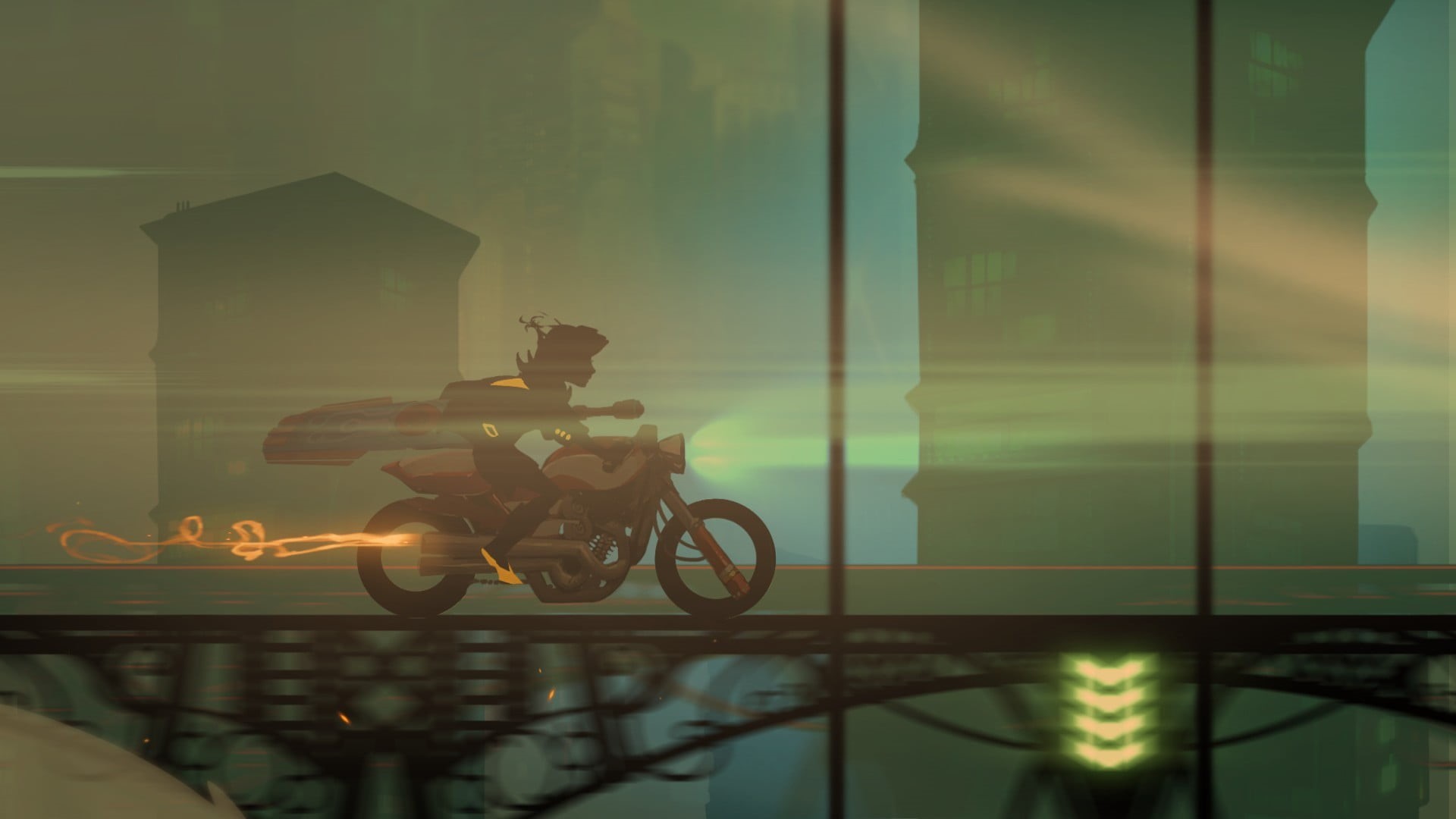 1080P, lamp, building exterior, real people, outdoors, helmet, transportation, white, men, architecture, day, riding, built structure, Transistor, nature, HD Wallpaper