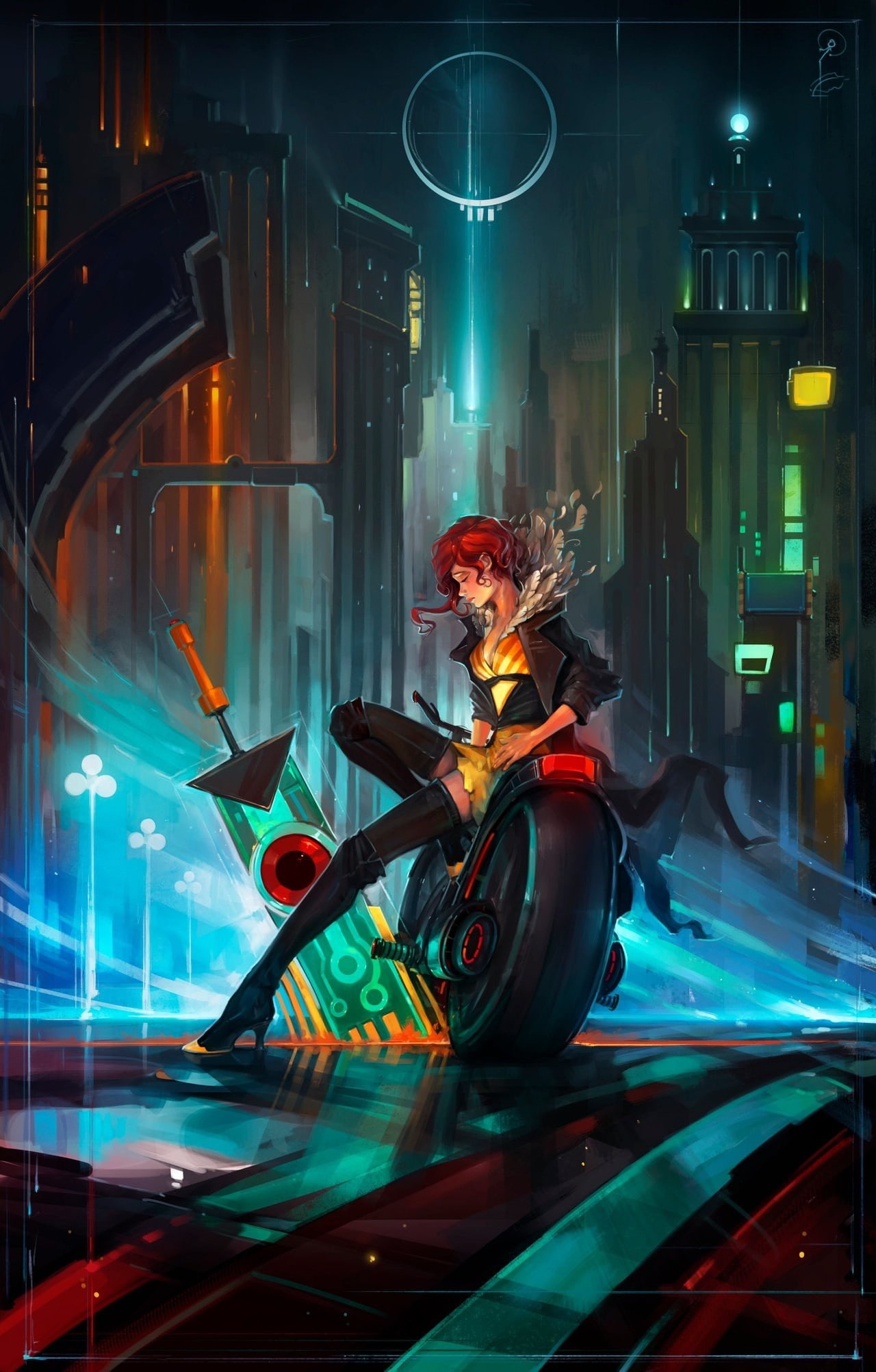 1080P, artwork, Transistor, video games, Phone HD Wallpaper