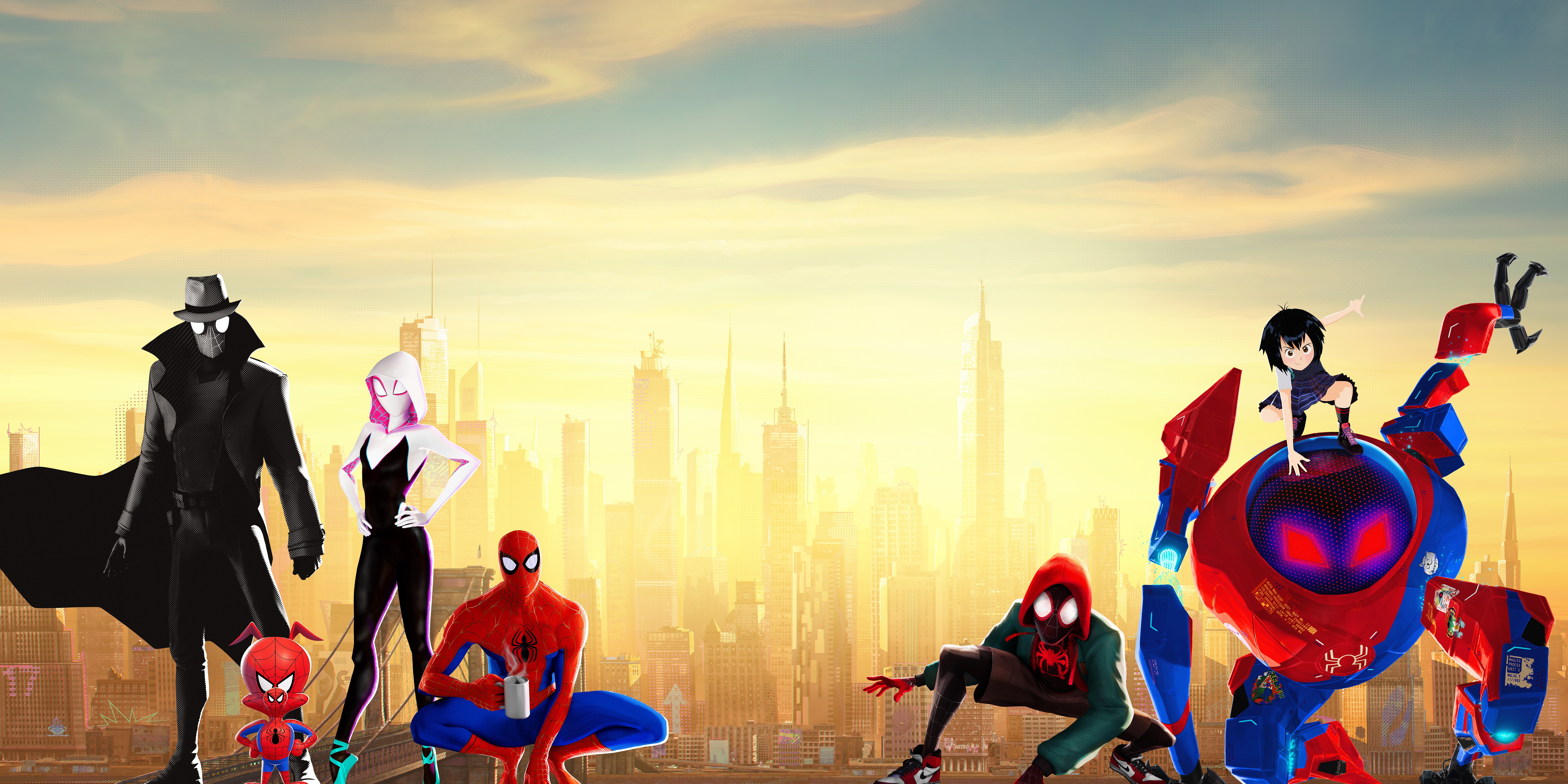 Spider-Woman, 4K, Spider-Man Noir, Spider-Man: Into the Spider-Verse, Spider-Gwen, Miles Morales, 8K, 8K, Spider-Man, Spider-Ham, HD Wallpaper