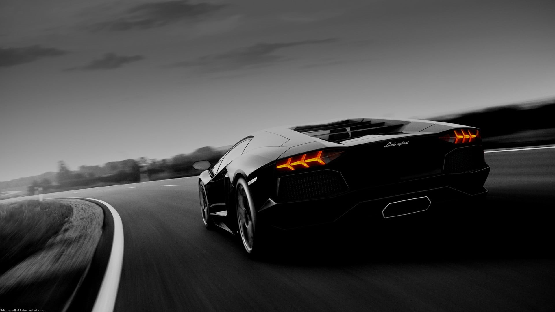 sky, travel, blurred motion, outdoors, speed, highway, journey, sign, sports car, city, mode of transportation, noir, huracan, night, black, nature, dark, HD Wallpaper