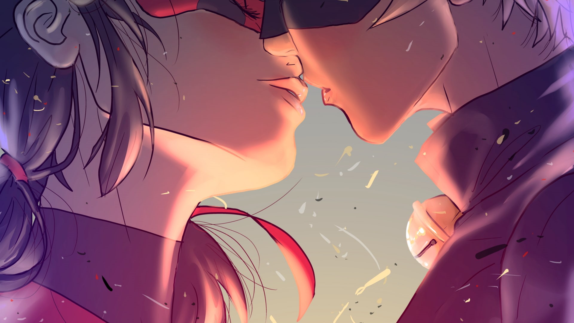cat noir, cartoon, ladybug and cat noir, Miraculous LadyBug, 1080P, kissing, HD Wallpaper