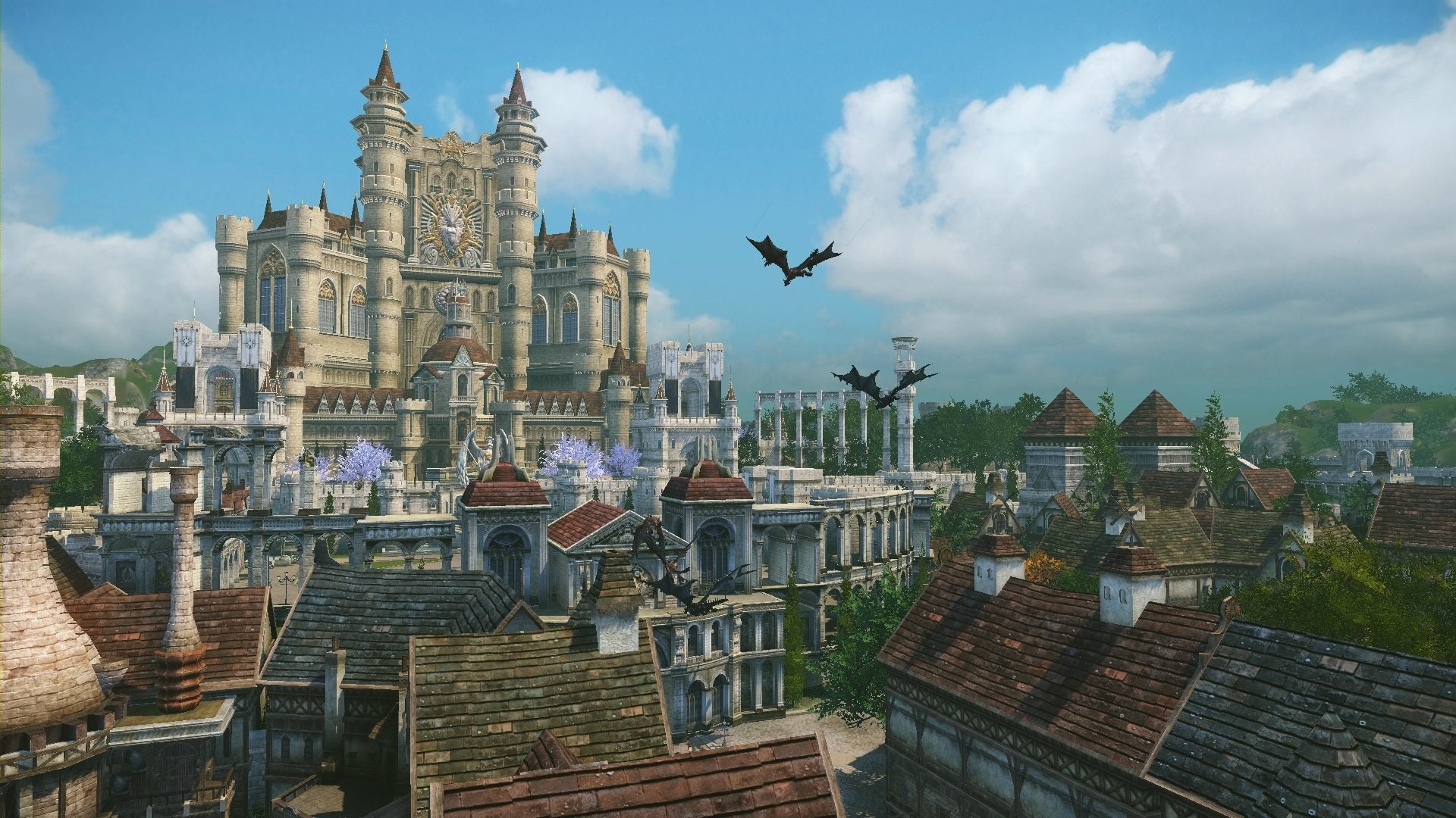 building exterior, action, built structure, dragon, Fps, cloud - sky, fi, place of worship, spirituality, sci, nature, online, warrior, rpg, mmo, fantasy, HD Wallpaper