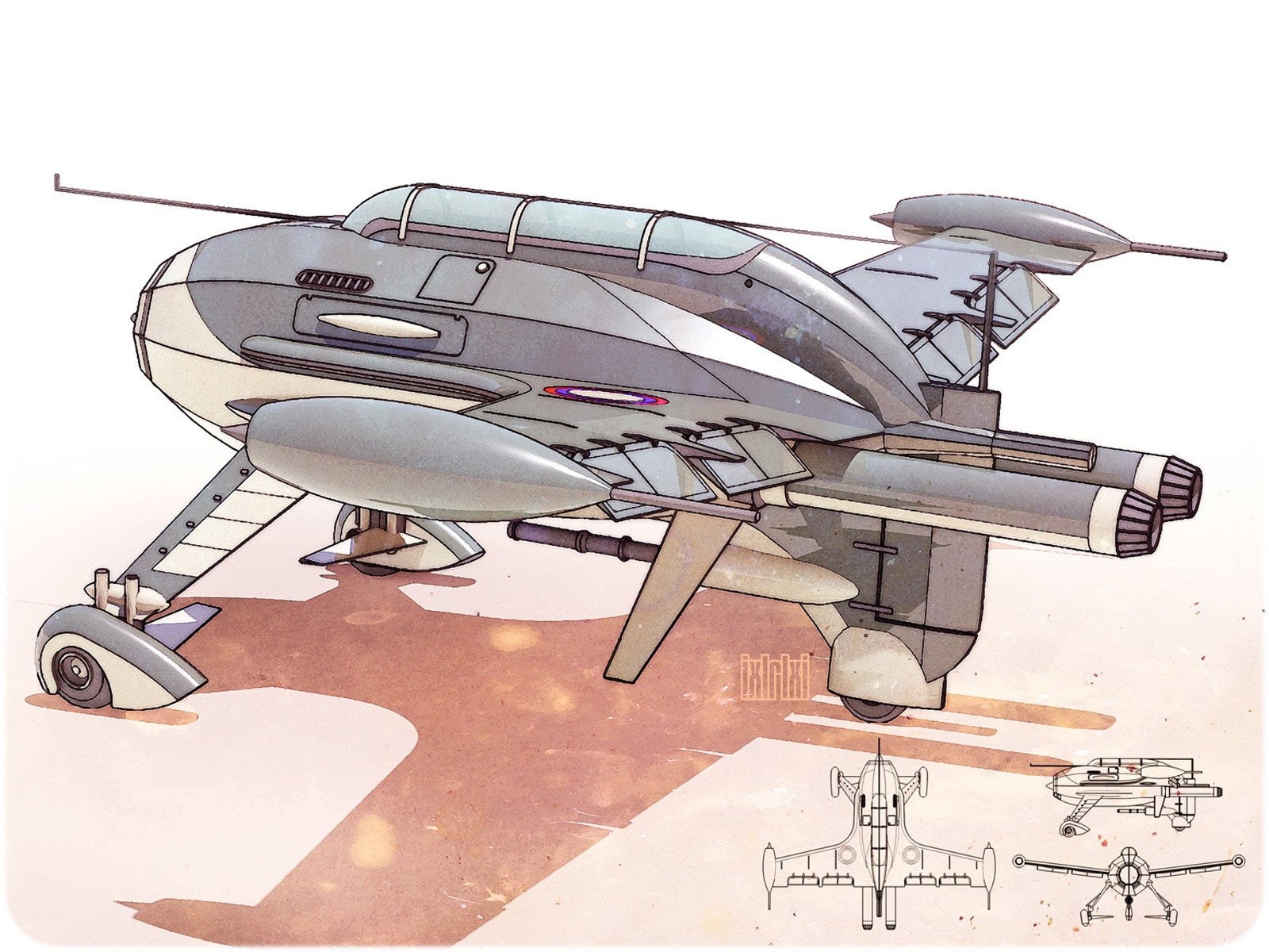 aircraft, retrofuture, dieselpunk, ixlrlxi, 720P, HD Wallpaper