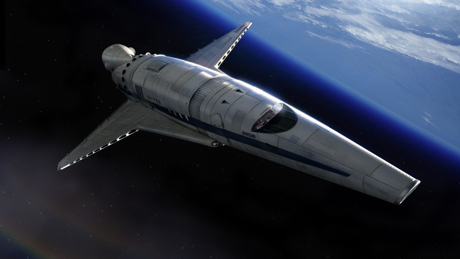 planet earth, airplane, cloud - sky, flying, space, aerial view, environment, 1080P, aircraft wing, travel, space station, transportation, science fiction, HD Wallpaper