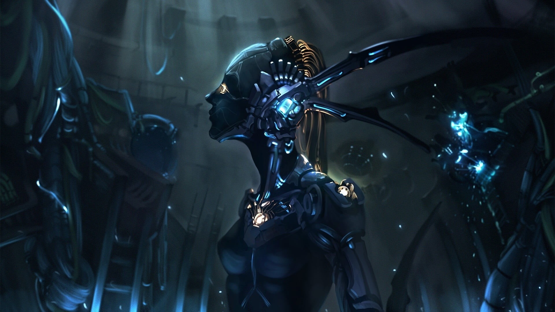art and craft, mode of transportation, robot, 1080P, representation, chrome, aggression, futuristic, car, reflection, illuminated, digital art, land vehicle, HD Wallpaper