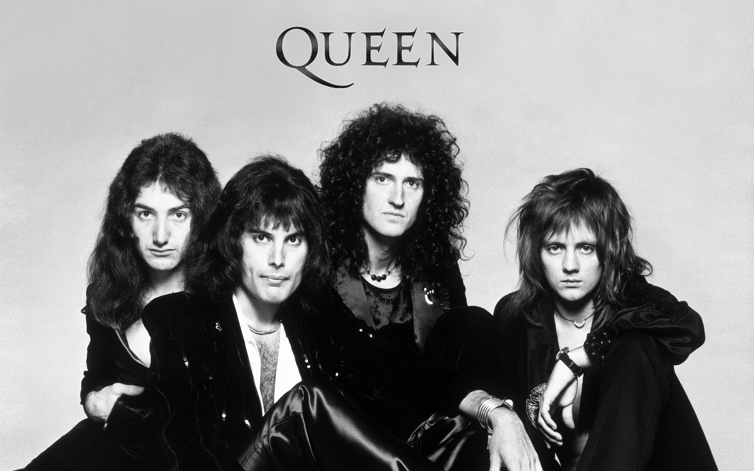 looking at camera, text, hairstyle, Queen, musical, fashion, Music, portrait, 2K, hair, band, waist up, teenager, lifestyles, young adult, group of people, HD Wallpaper