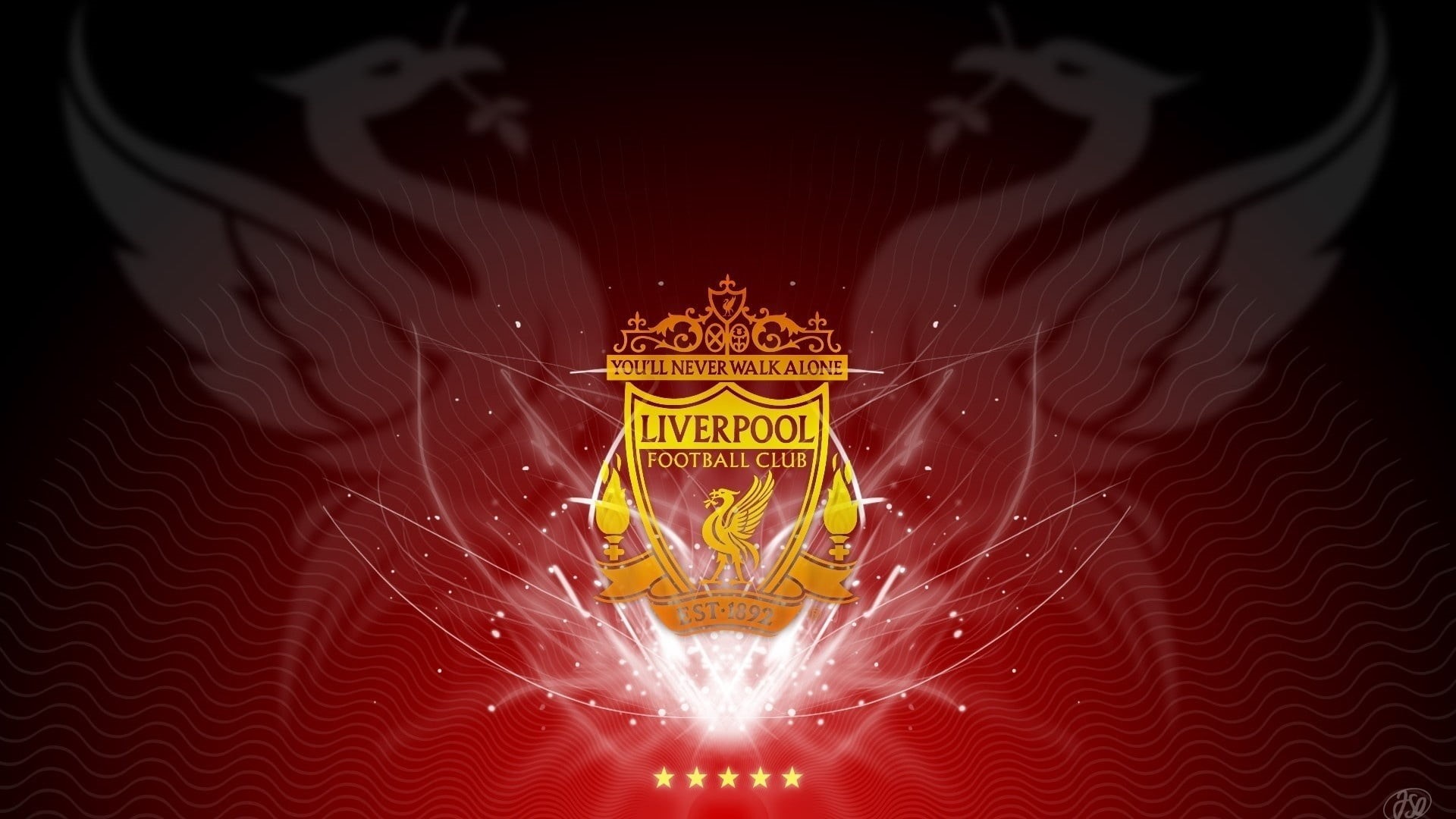 text, no people, sign, indoors, black background, symbol, liverpool, football, logo, red, 1080P, computer Graphic, night, event, light - Natural Phenomenon, HD Wallpaper