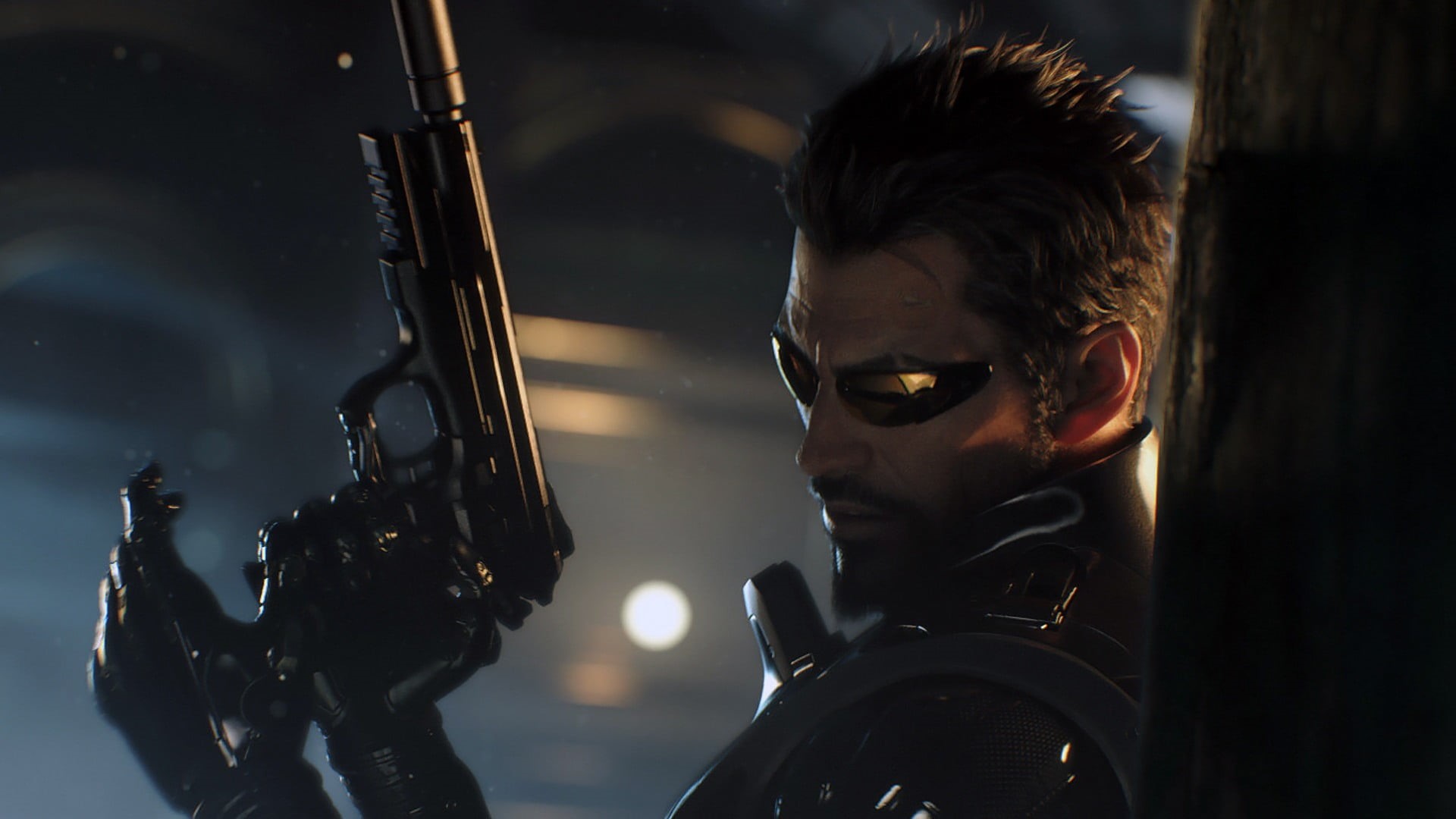 Deus Ex, 1080P, real people, focus on foreground, string instrument, Deus Ex: Mankind Divided, adult, reflection, portrait, skill, musical instrument, HD Wallpaper