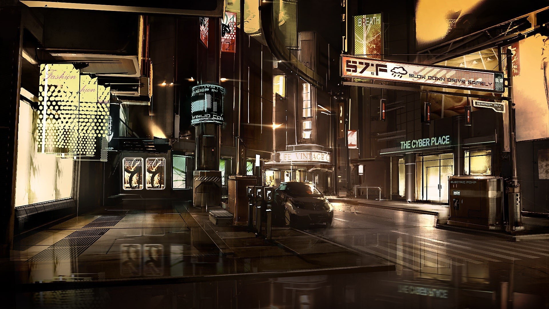 cyberpunk, concept art, Deus Ex: Human Revolution, 1080P, Deus Ex, futuristic, HD Wallpaper