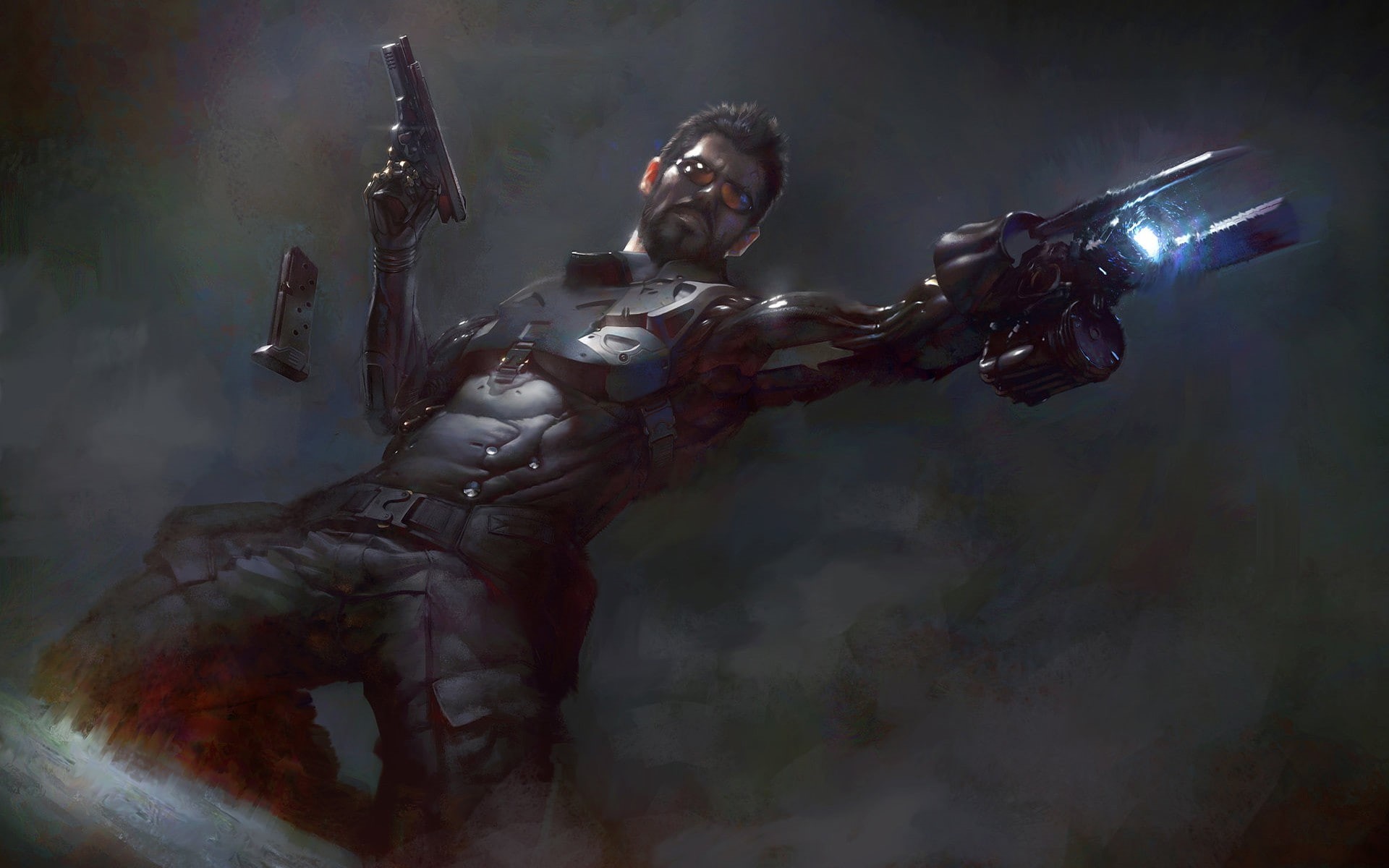 gun, aggression, Deus Ex: Mankind Divided, holding, art and craft, aiming, indoors, weapon, creativity, studio shot, arts culture and entertainment, 1080P, HD Wallpaper