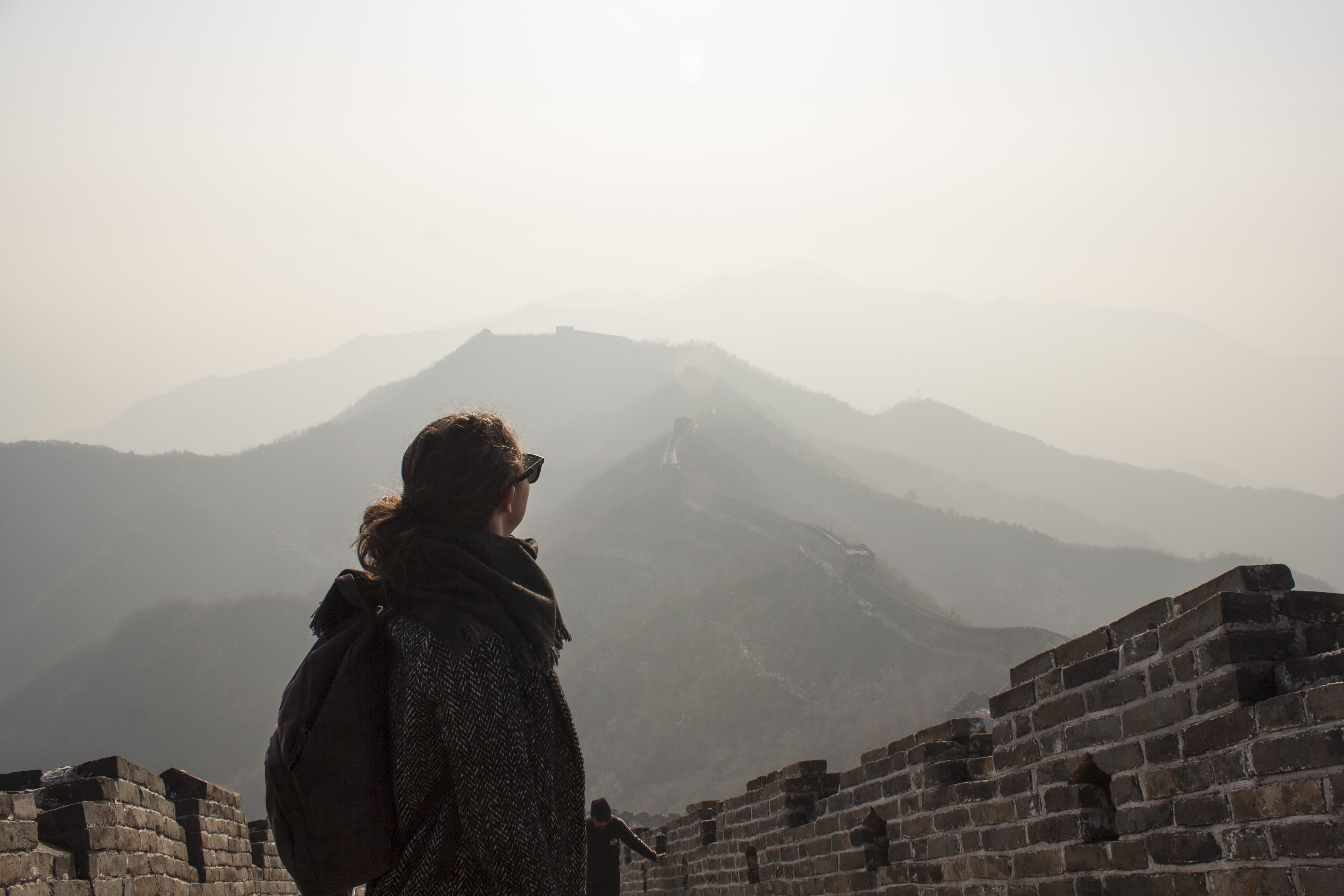standing, history, outdoors, leisure activity, china, great wall, mountain, fog, lifestyles, nature, mountain range, travel, beijing, landscape, wall, mu tian yu chang cheng, HD Wallpaper