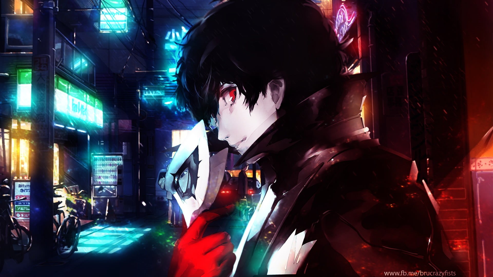 looking, side view, ren amamiya, architecture, representation, technology, night, illuminated, men, adult, arts culture and entertainment, Persona 5, built structure, HD Wallpaper