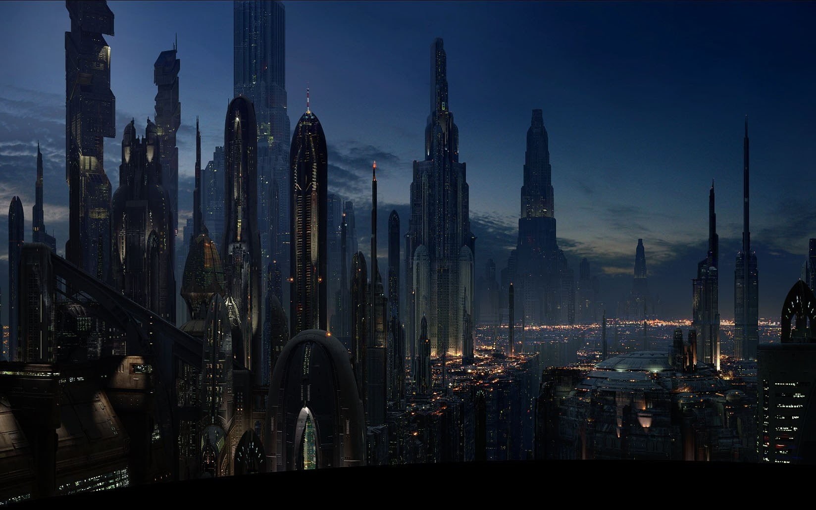 science fiction, sky, belief, no people, illuminated, cityscape, architecture, travel destinations, city, tall - high, 720P, spire, futuristic city, built structure, HD Wallpaper