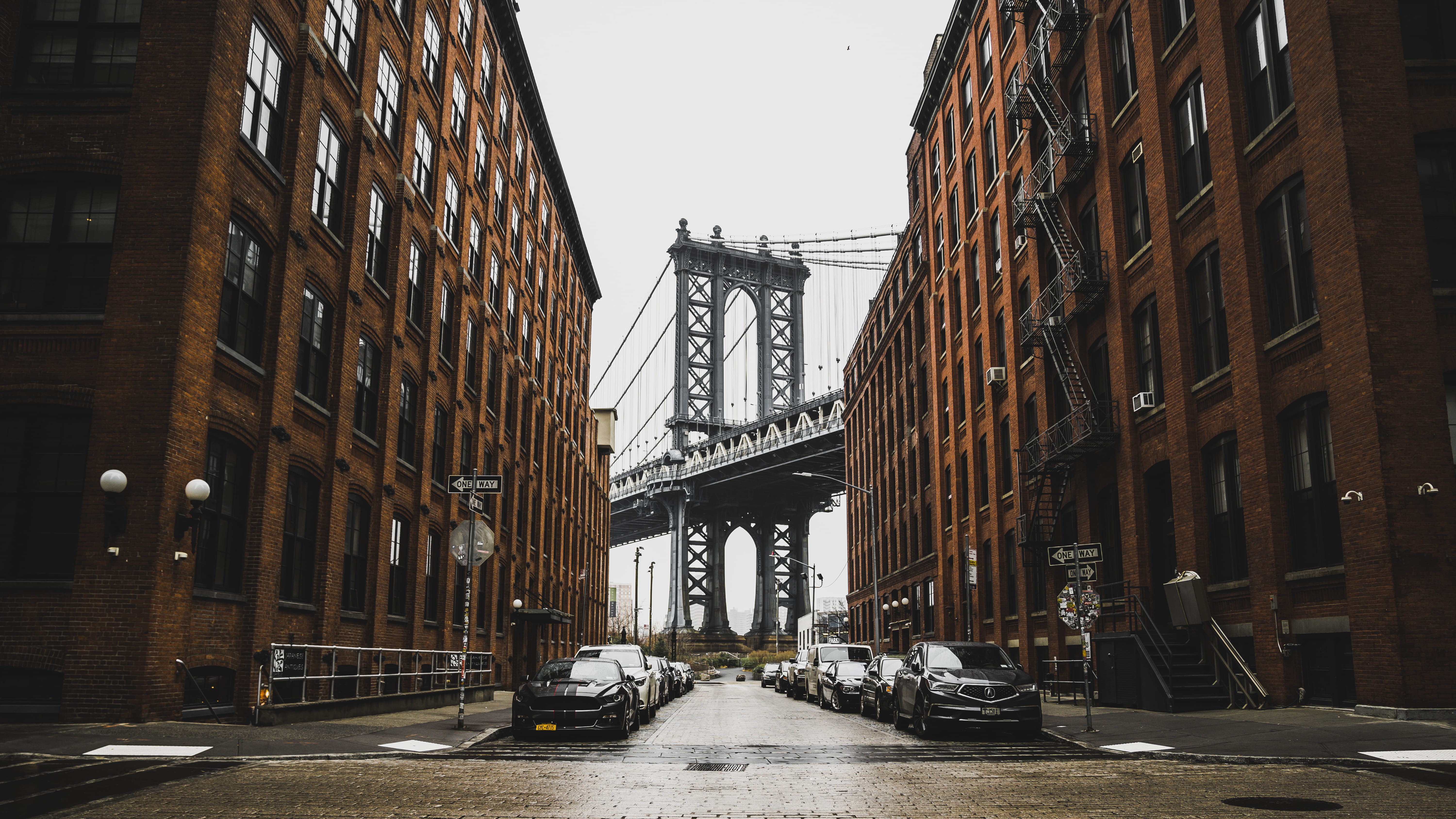 downtown District, car, manhattan - New York City, building Exterior, architecture, rowhomes, rowhouse, lower Manhattan, outdoors, parked, near, brooklyn, HD Wallpaper