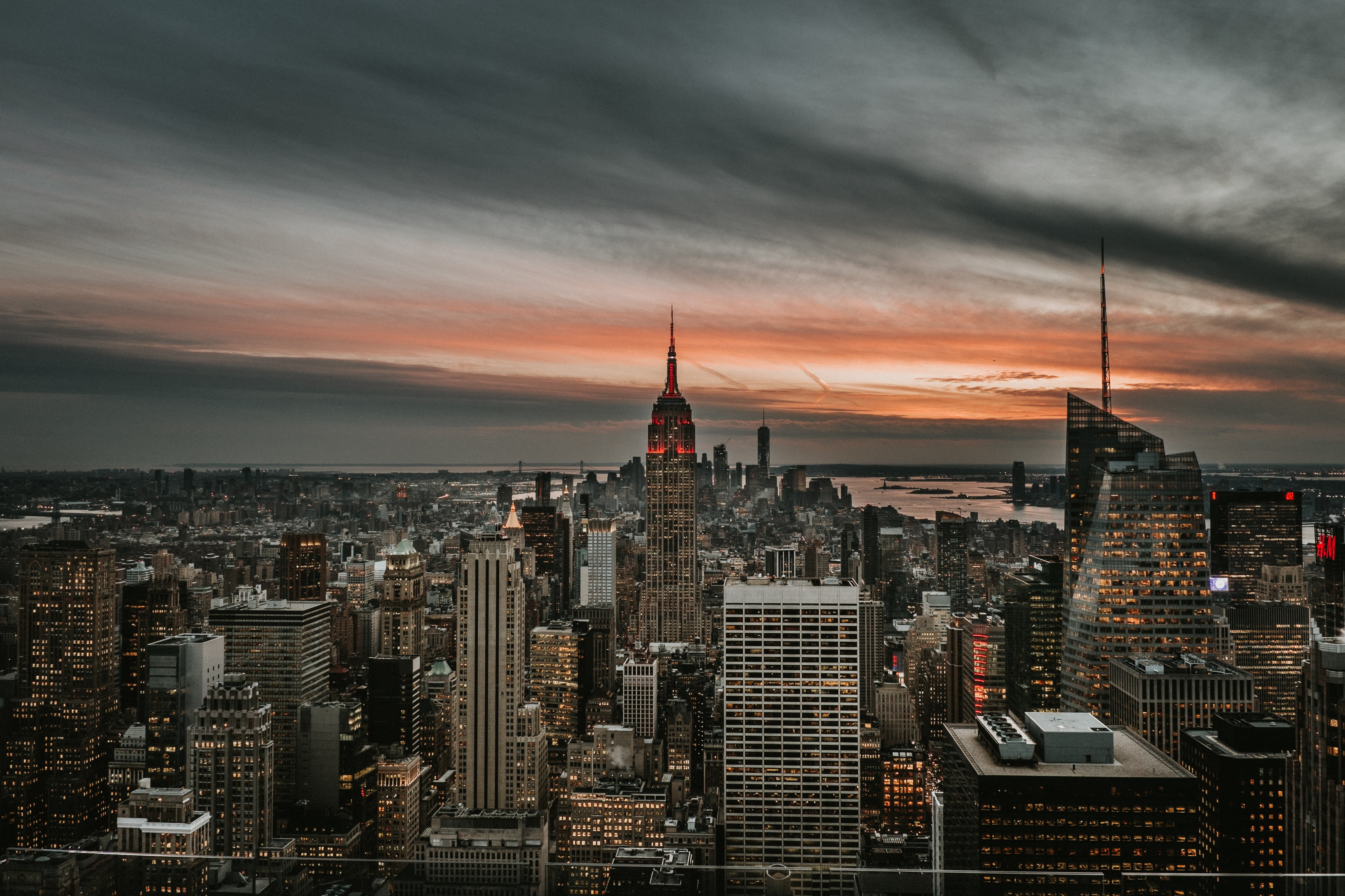 aerial View, birds eye view, city, building Exterior, night, City  bird, architecture, manhattan - New York City, nyc, fuji, eye, cityscape, USA, urban Scene, HD Wallpaper