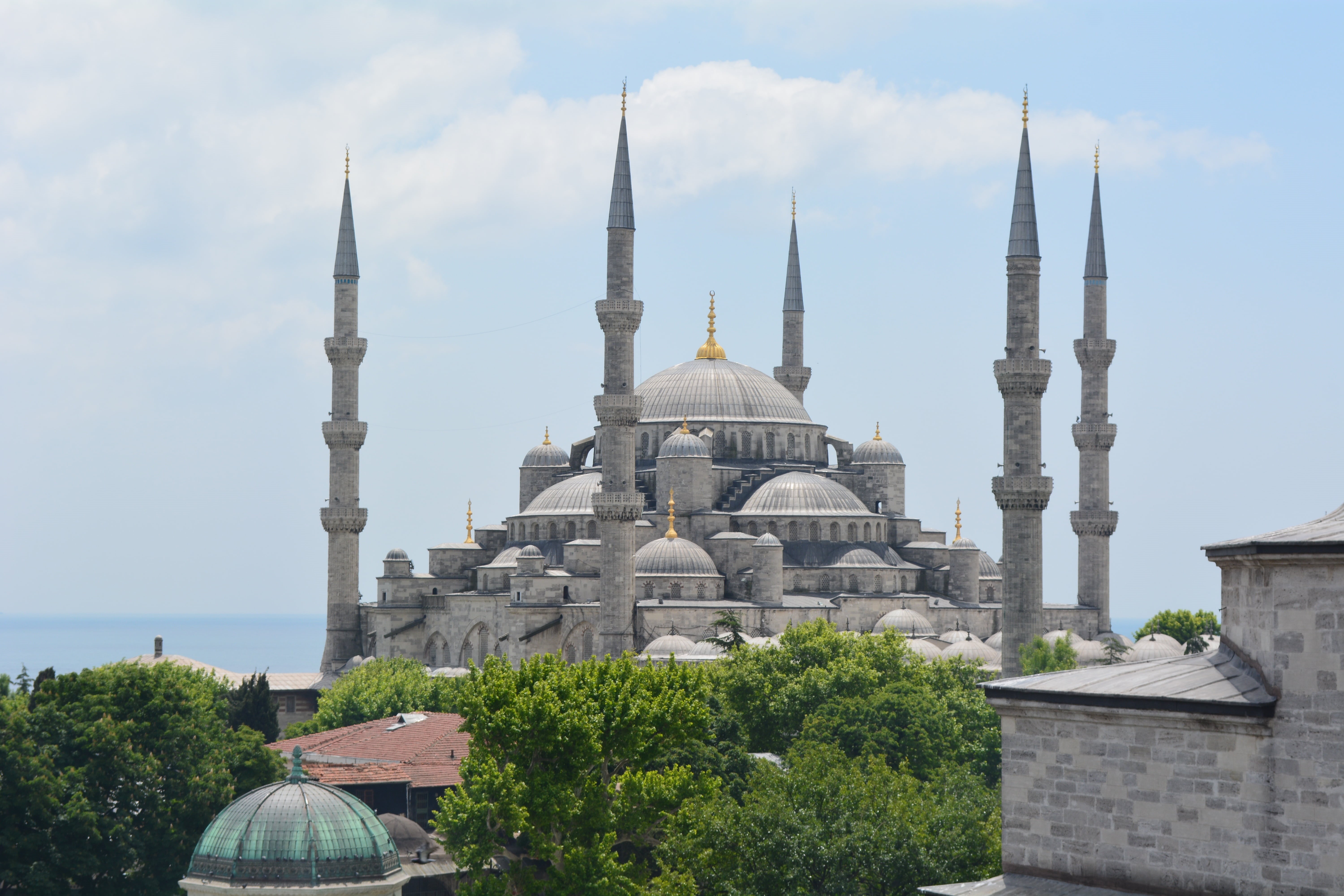 sky, famous, building exterior, ancient, blue, concrete, cloud - sky, day, architecture, landmark, monument, islamic, place of worship, culture, minarets, HD Wallpaper