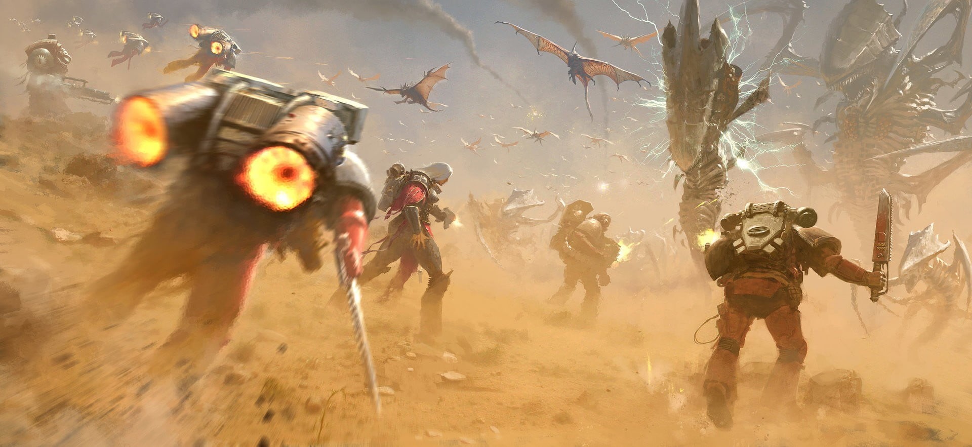 weapon, fighting, Tyrannids, activity, sign, adult, uniform, young adult, young men, dust, Warhammer 40,000, monsters, warning sign, communication, sport, HD Wallpaper