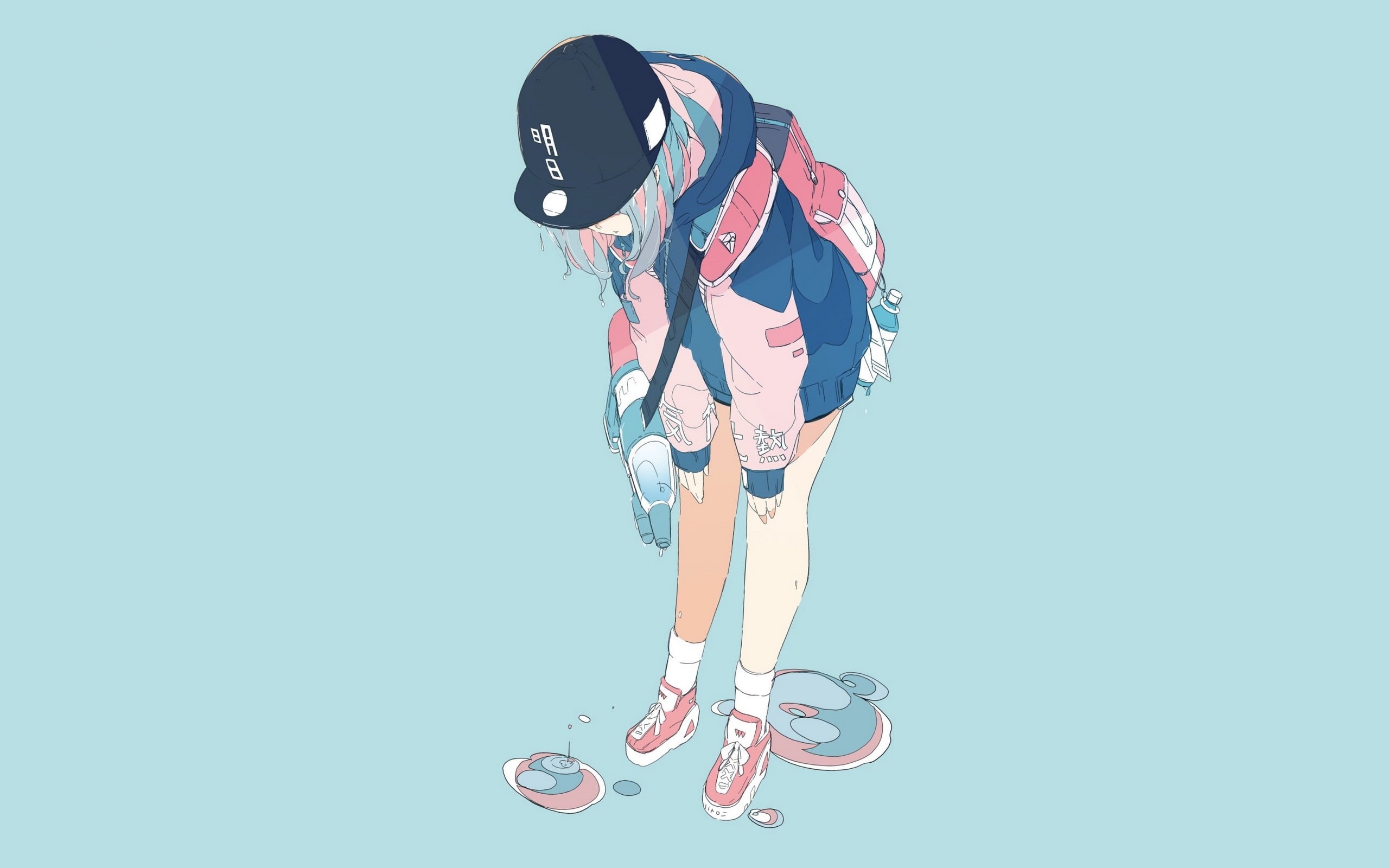 simple background, anime girls, exercising, cut out, studio shot, clothing, full length, jacket, digital composite, young adult, leisure activity, shoe, HD Wallpaper
