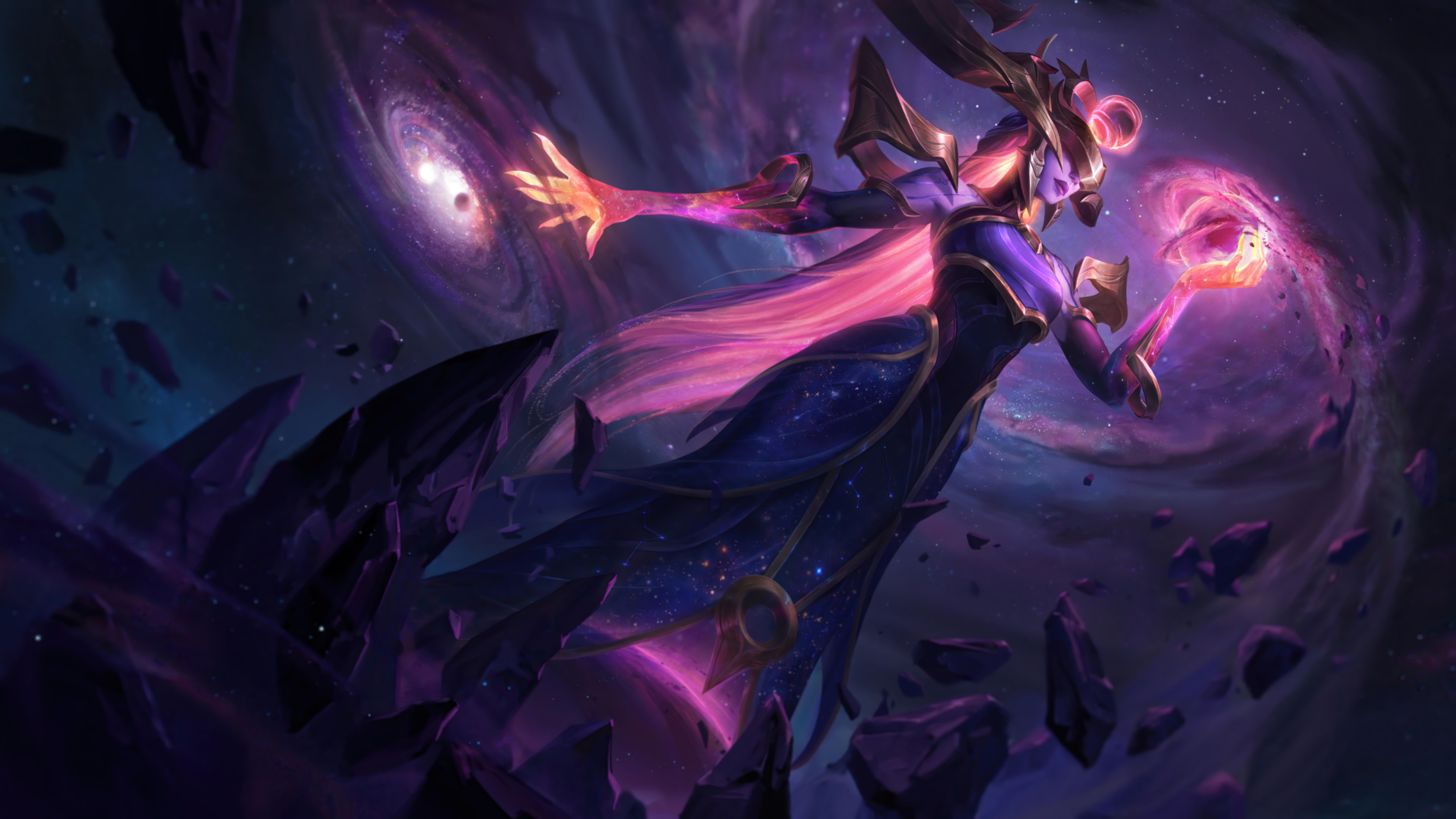 Cosmic Break, dark, 8K, Ice crystals, space, League of Legends, stars, Lissandra (League of Legends), galaxy, Riot Games, HD Wallpaper