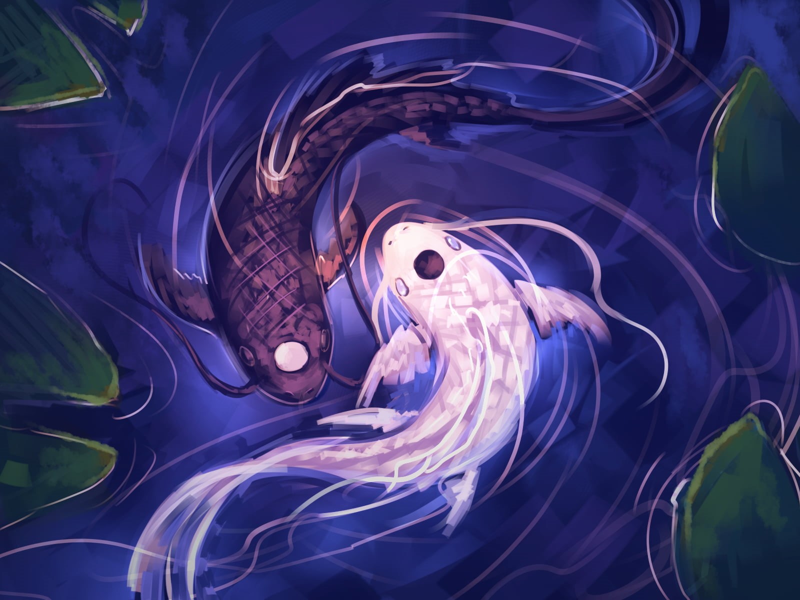  illuminated, close-up, digital, water, fish, 720P, lake, animals in the wild, fantasy art, artwork, animal, full frame, yang, motion, animal wildlife, HD Wallpaper