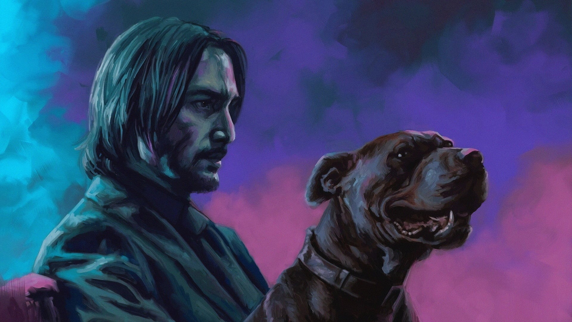 John Wick, dog, movies, digital art, artwork, 1080P, Keanu Reeves, HD Wallpaper