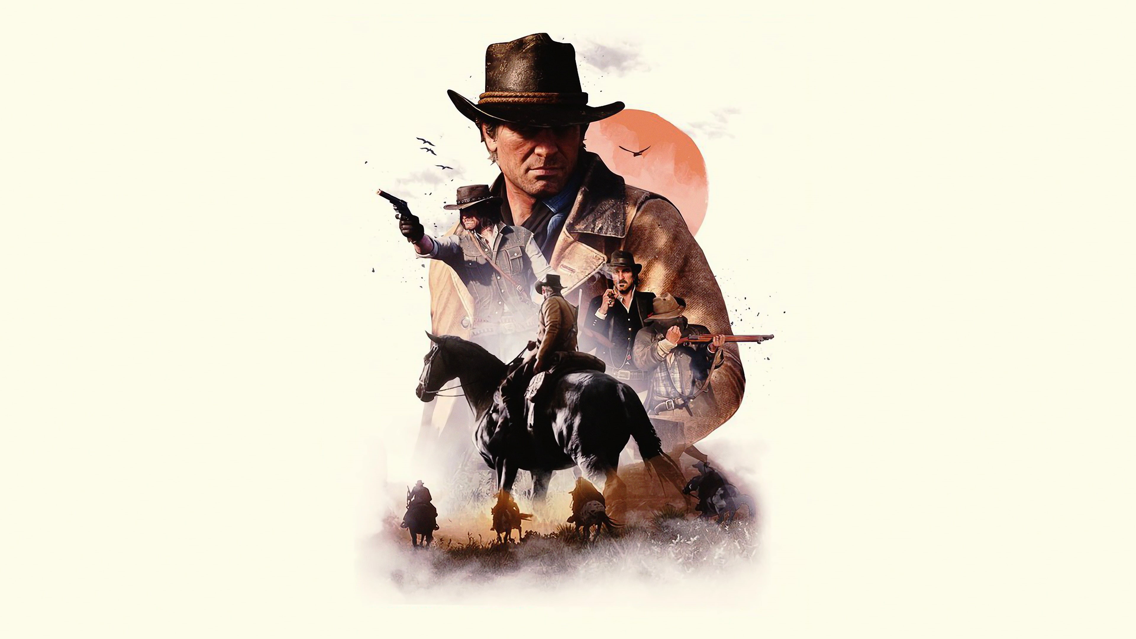 video games, domestic animals, canine, gun, Arthur Morgan, real people, weapon, Red Dead Redemption, pets, Bill Williamson, John Marston, clothing, one animal, HD Wallpaper