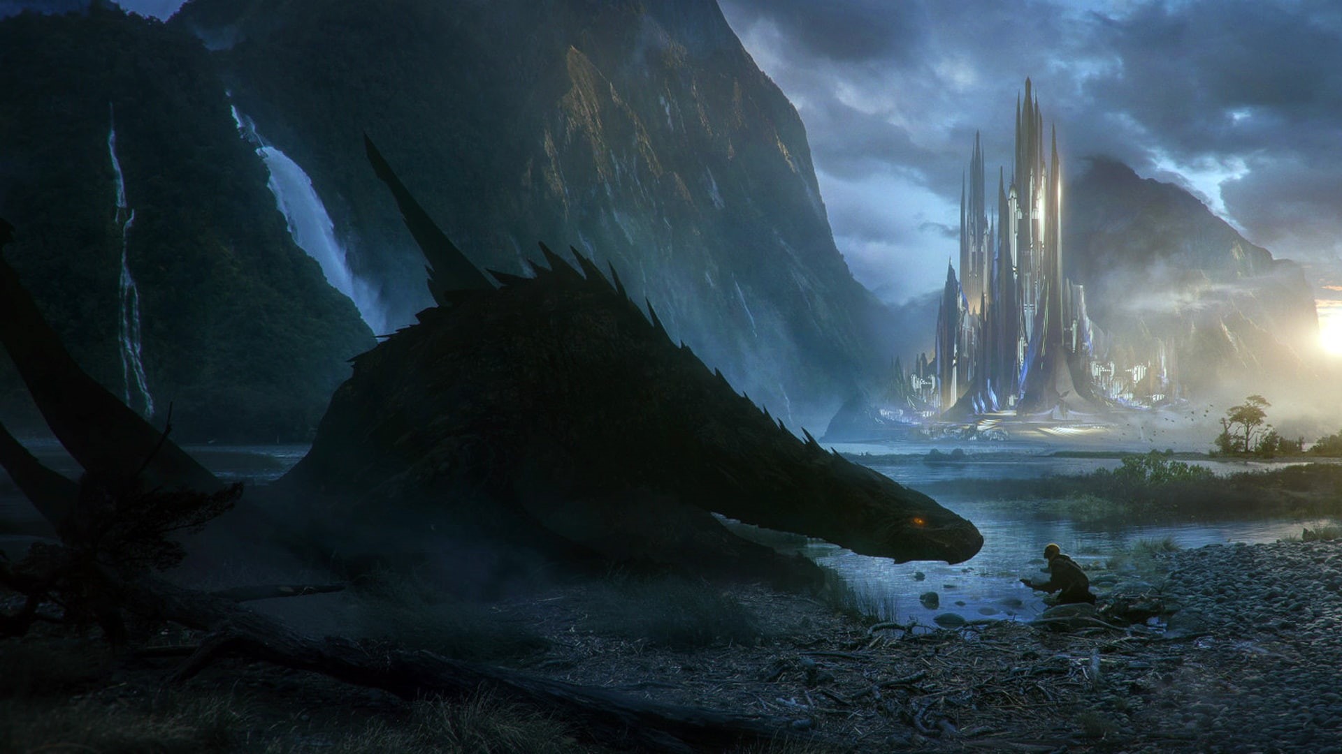 Bastien Grivet, dragon, fantasy art, 1080P, HD Wallpaper