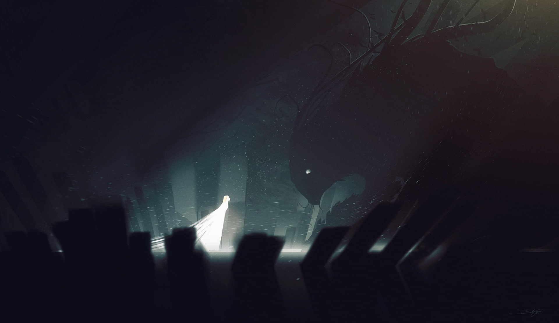figure, 1080P, shadows, Bastien Grivet, Beauty and the Wild, HD Wallpaper