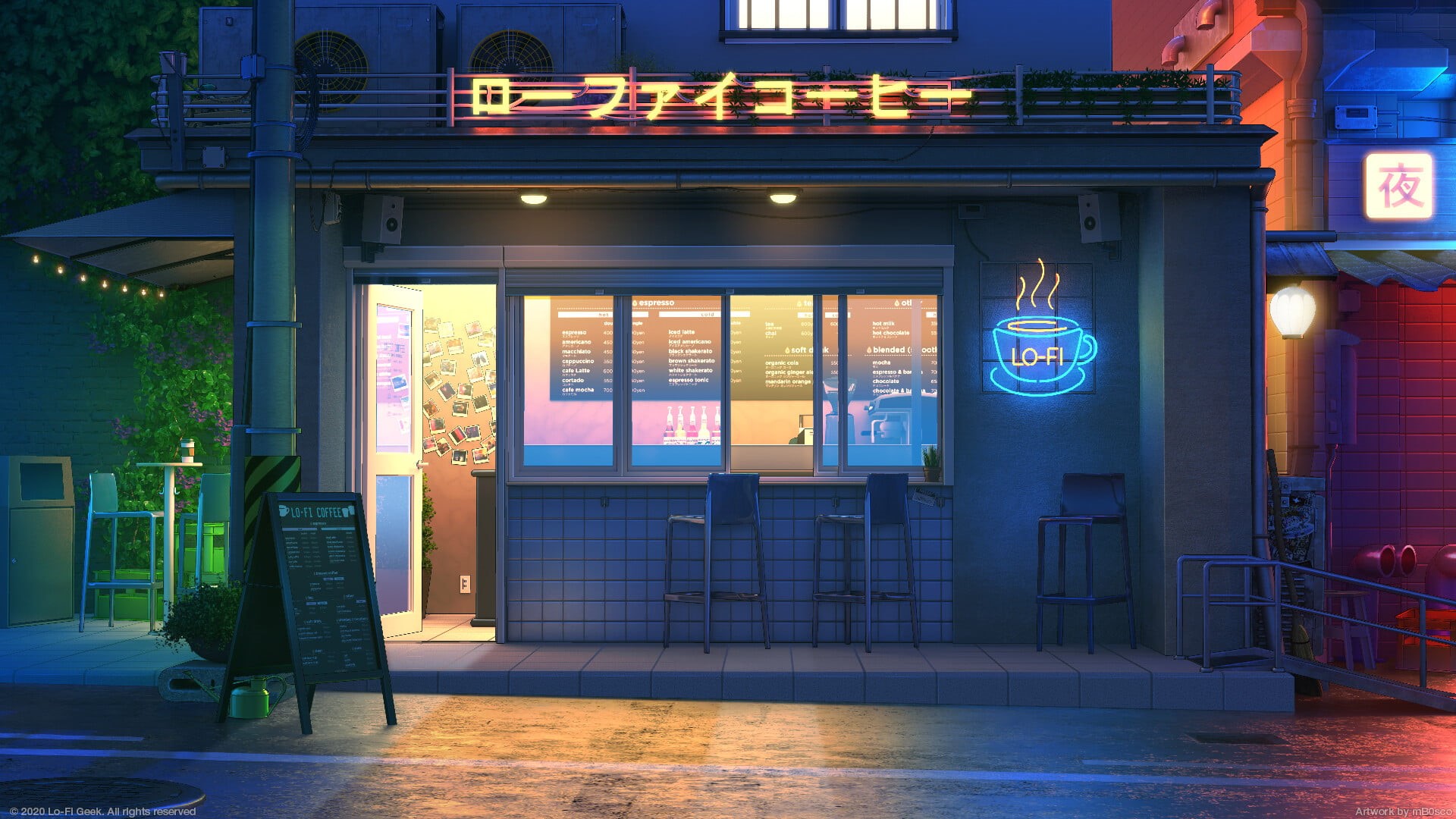 coffee, digital art, 1080P, Asian, LoFi, cafe, digital, artwork, HD Wallpaper