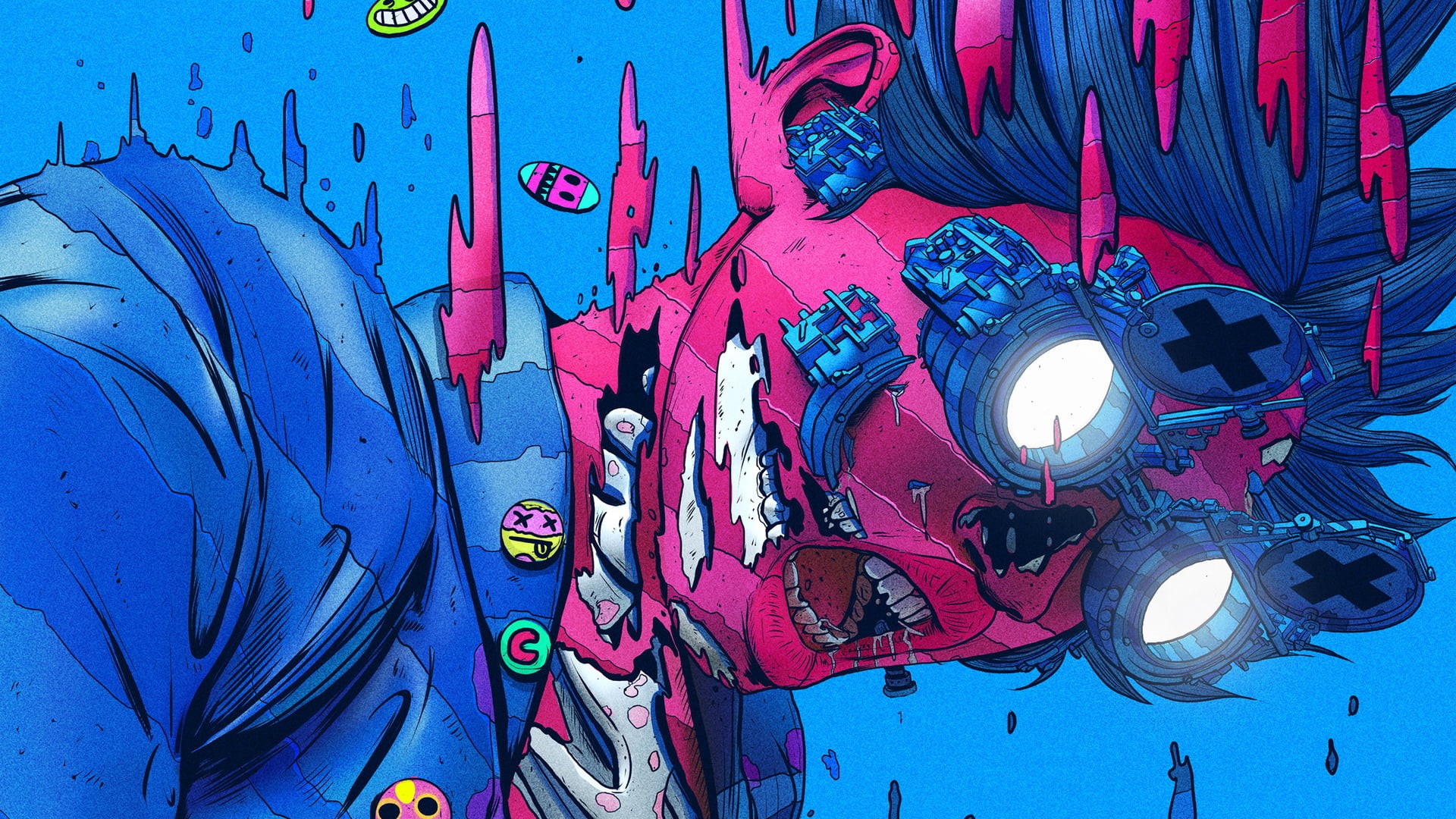 artwork, 1080P, digital art, cyberpunk, Nick Sullo, techno punk, illustration, HD Wallpaper