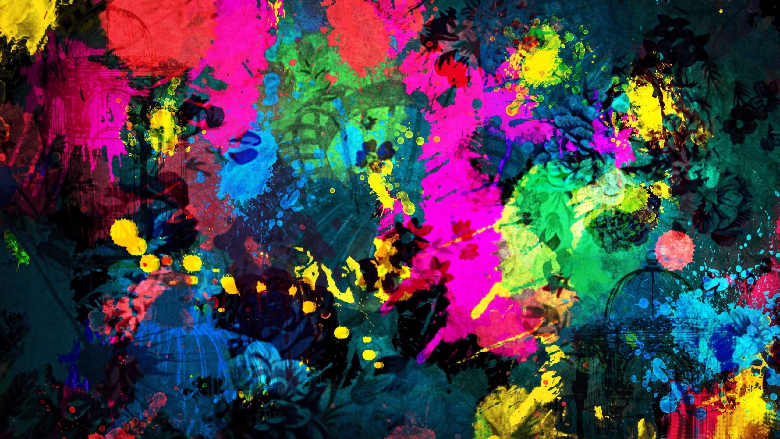 mixed, abstract, painting, paint, 3d and abstract, 2K, colors, HD Wallpaper