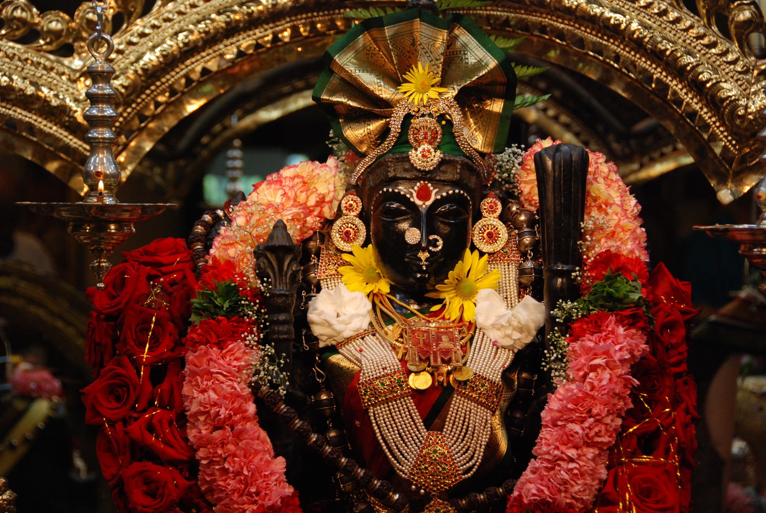 Lord Shrinathji, place of worship, statue, art and craft, sculpture, lord, creativity, hindu, indoors, 1080P, flower, no people, God, belief, religion, HD Wallpaper