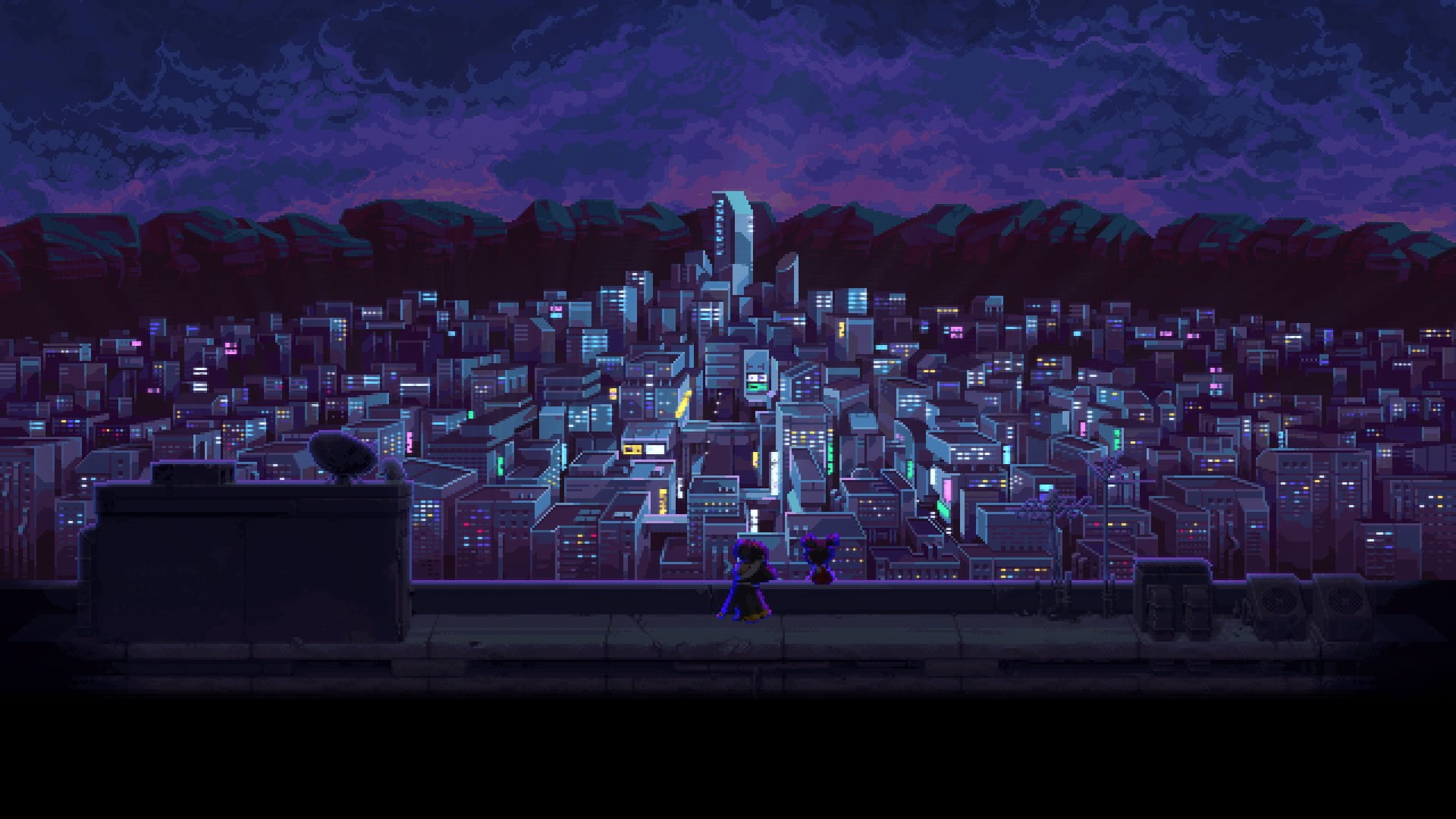 city, samurai, Katana Zero, 1080P, rooftops, building, HD Wallpaper
