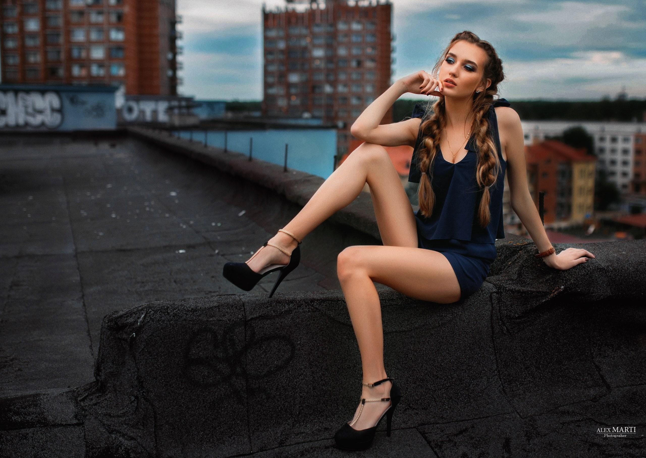 hair, city, beautiful woman, women outdoors, young adult, adult, pigtails, full length, beauty, portrait, lifestyles, sitting, clothing, one person, 2K, HD Wallpaper