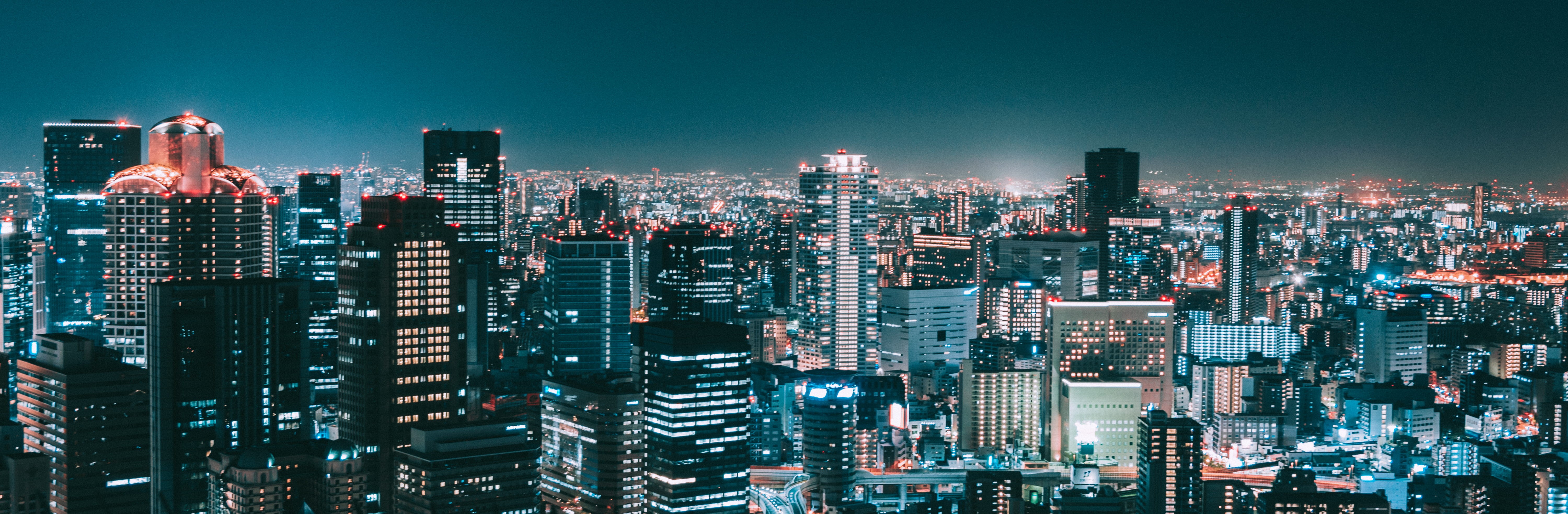 city lights, dusk, building exterior, financial district, skyline, architecture, rooftop, neon lights, japan, built structure, tokyo, nighttime, modern, HD Wallpaper