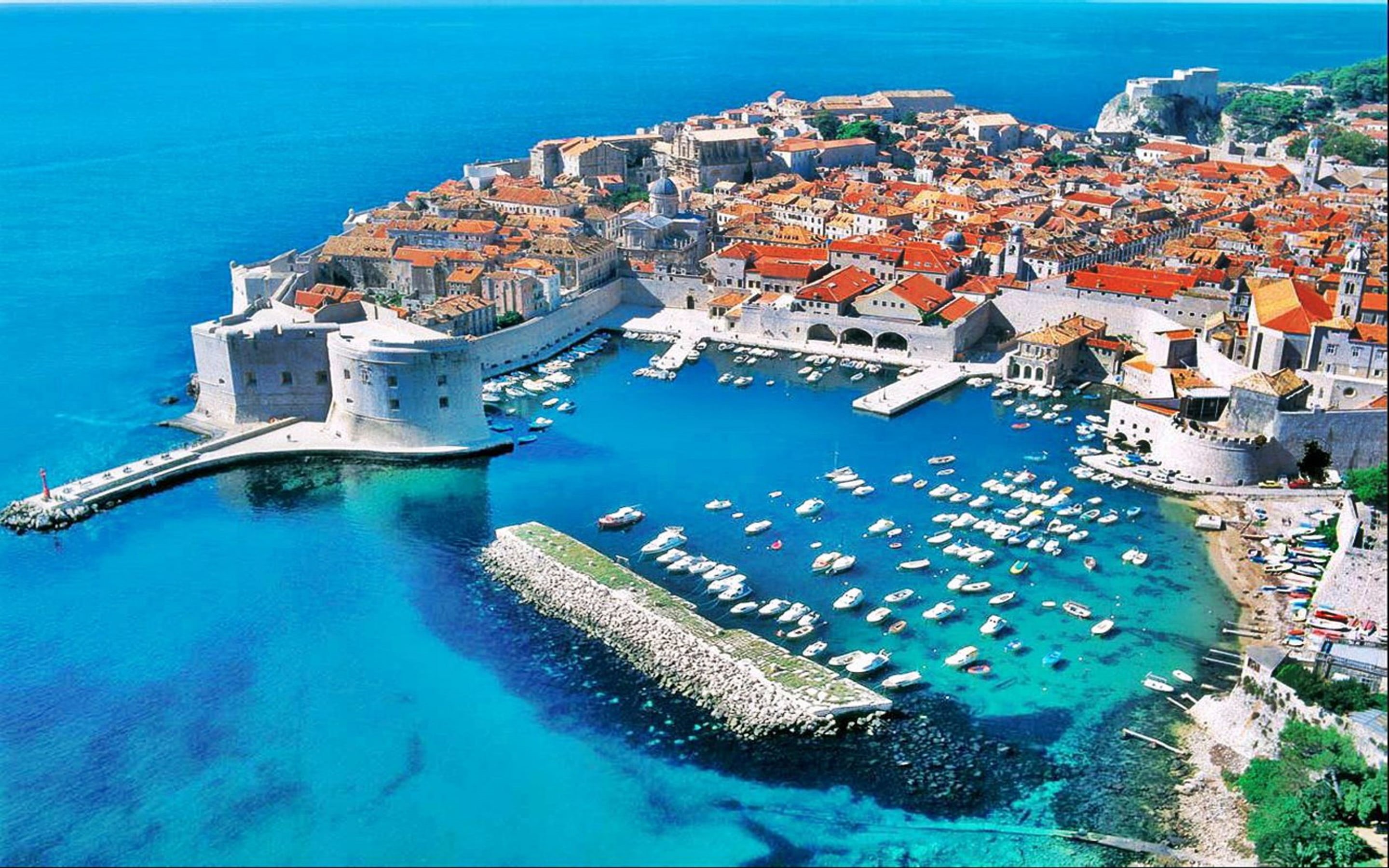 high angle view, building, marina, adriatic, sea, roof, nautical vessel, nature, croatia, day, harbor, vacation, outdoors, water, aerial view, no people, HD Wallpaper