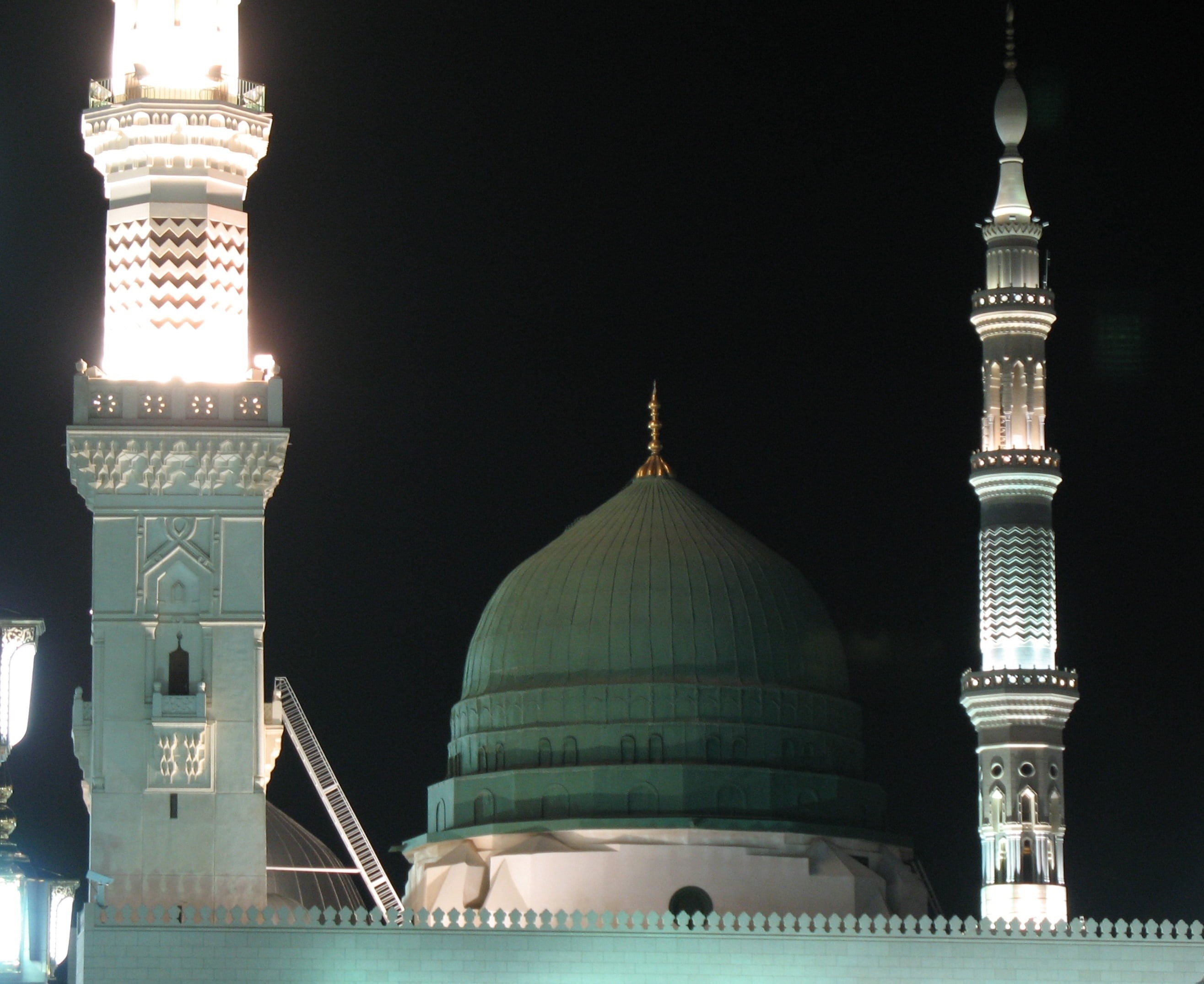 night, built structure, spire, tourism, muhammad, roof, islam, architecture, taken, building, travel destinations, green, building exterior, prophet, government, HD Wallpaper